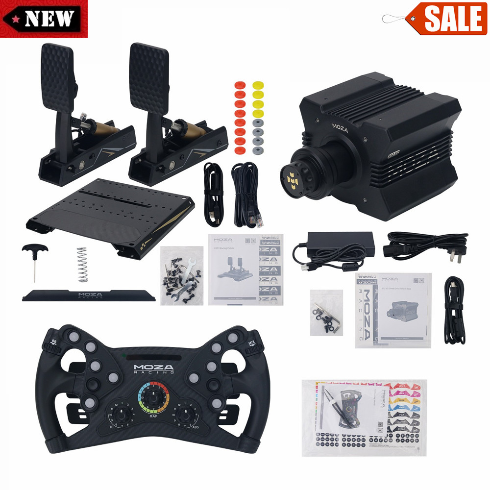 MOZA RACING R12 V2 12Nm Direct Drive Wheel Base+11.8″ KS Steering Wheel+2-Pedal