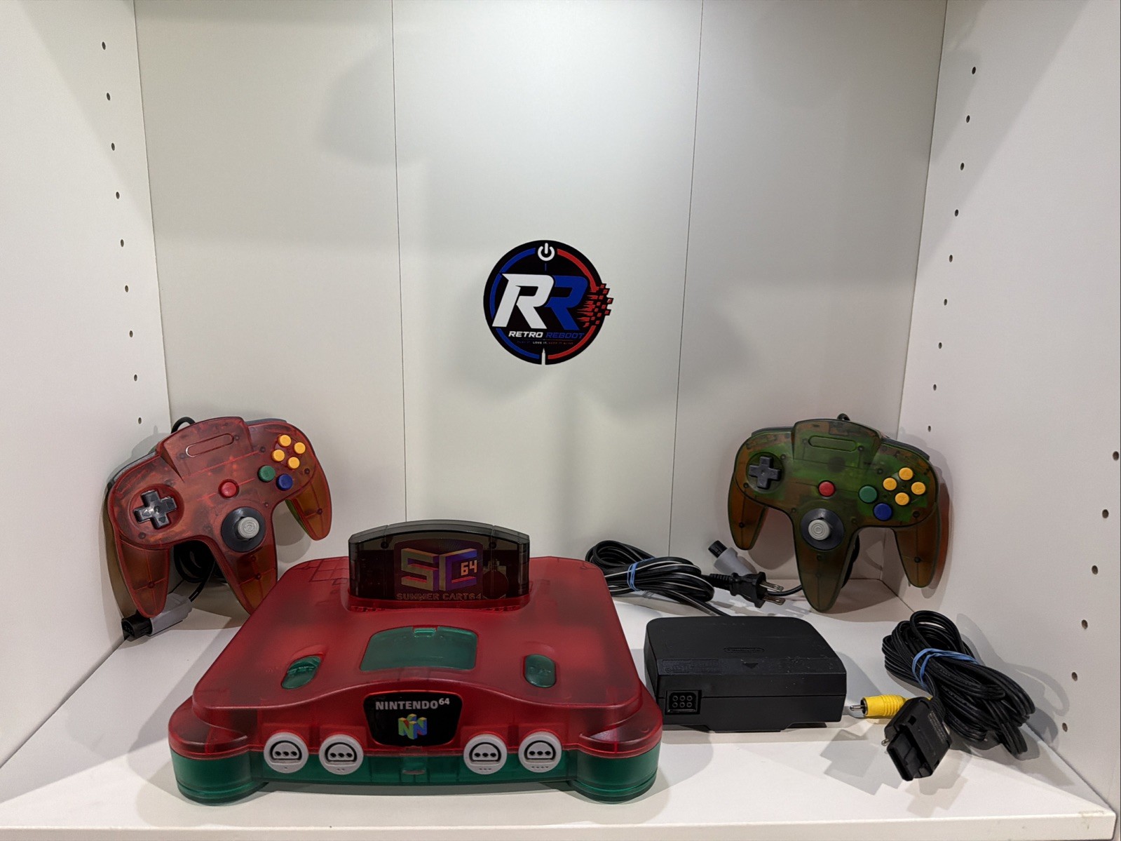 CUSTOM N64 Console FUNTASTIC Watermelon & GREEN TRANSLUCENT & Summer Cart 64