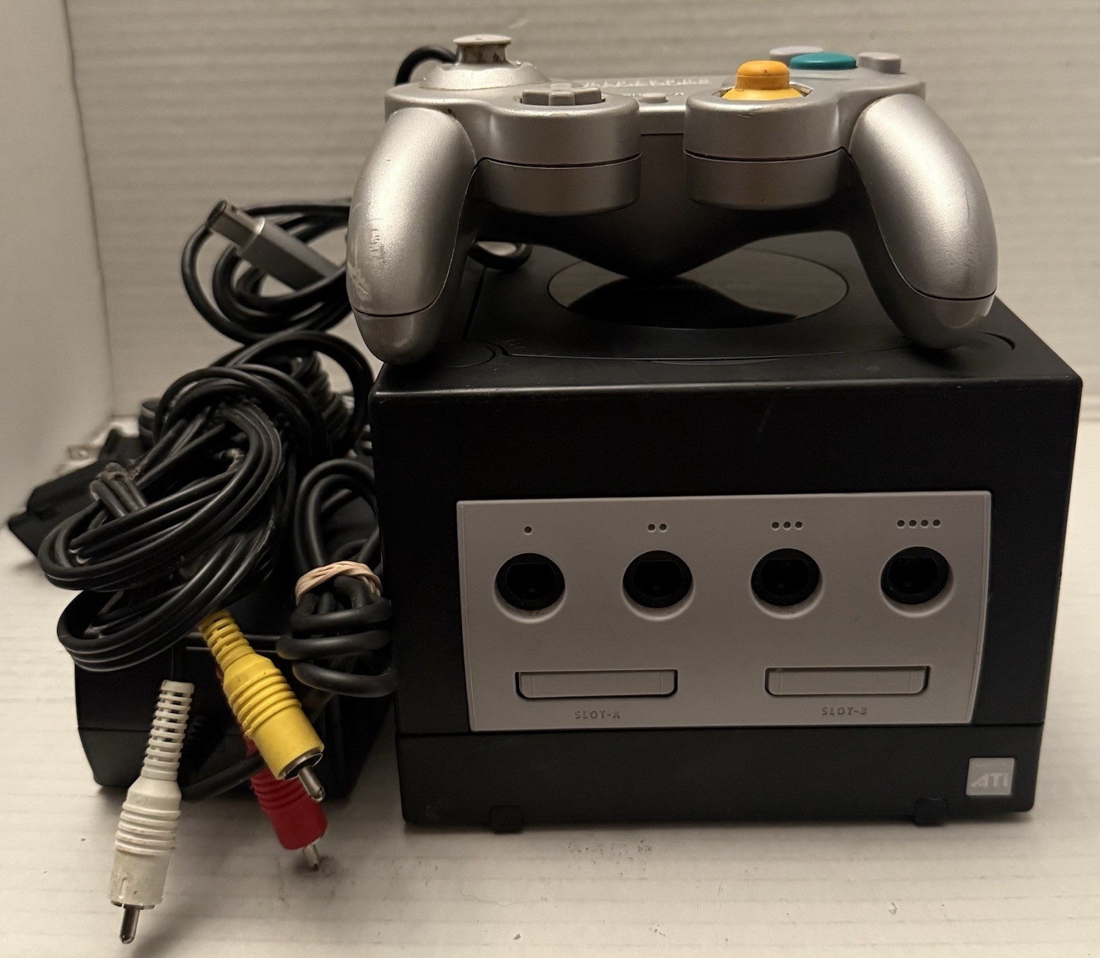Nintendo GameCube Console (DOL 001) Black w Silver Controller & All Wires Tested