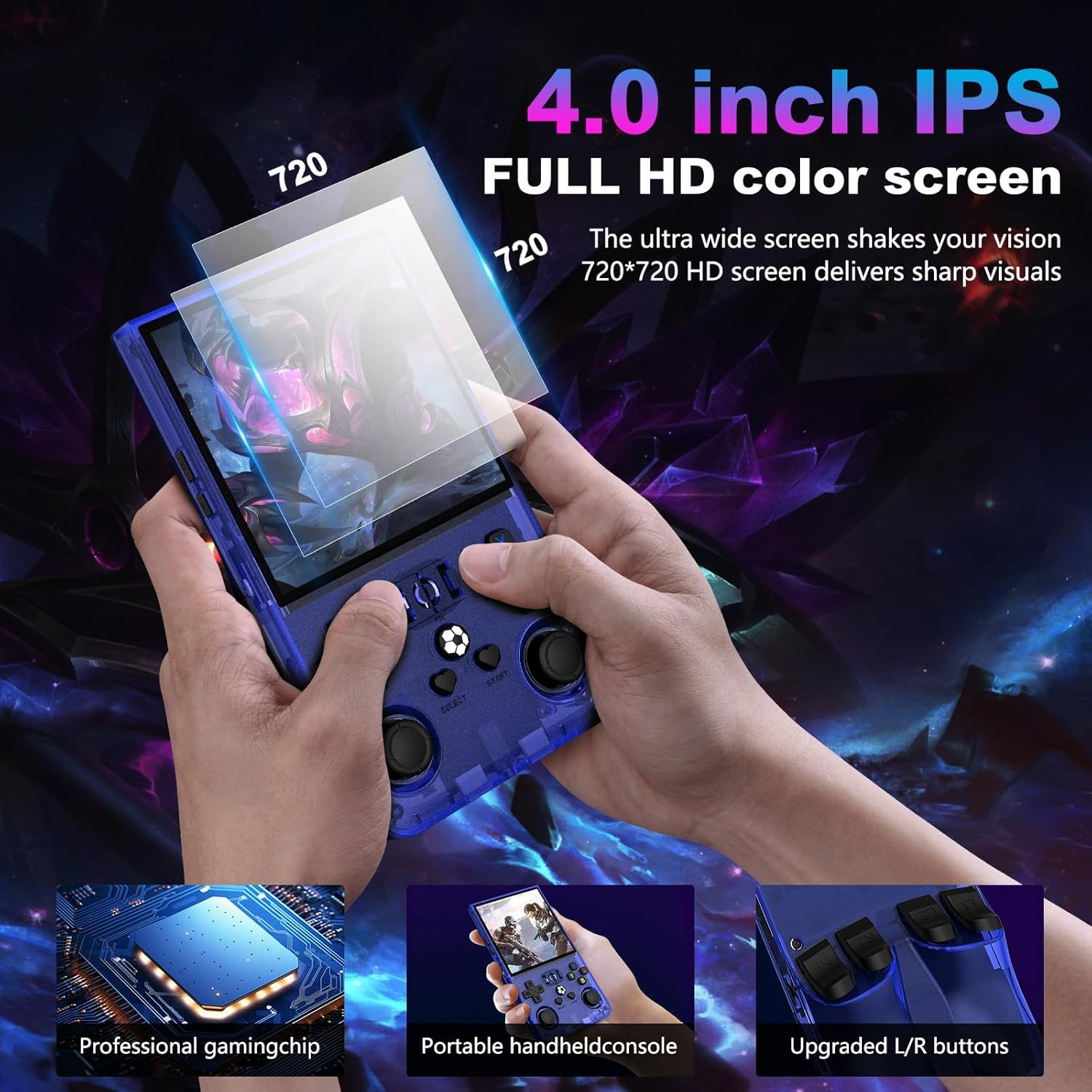 R36MAX Retro Handheld Game Console, 4.0 Inch 720X720 IPS Screen, 64GB Built-In 1