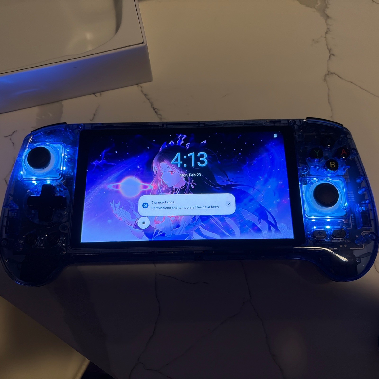 Anbernic RG556 Handheld Game Console Transparent Blue + 256 Gb SD Card