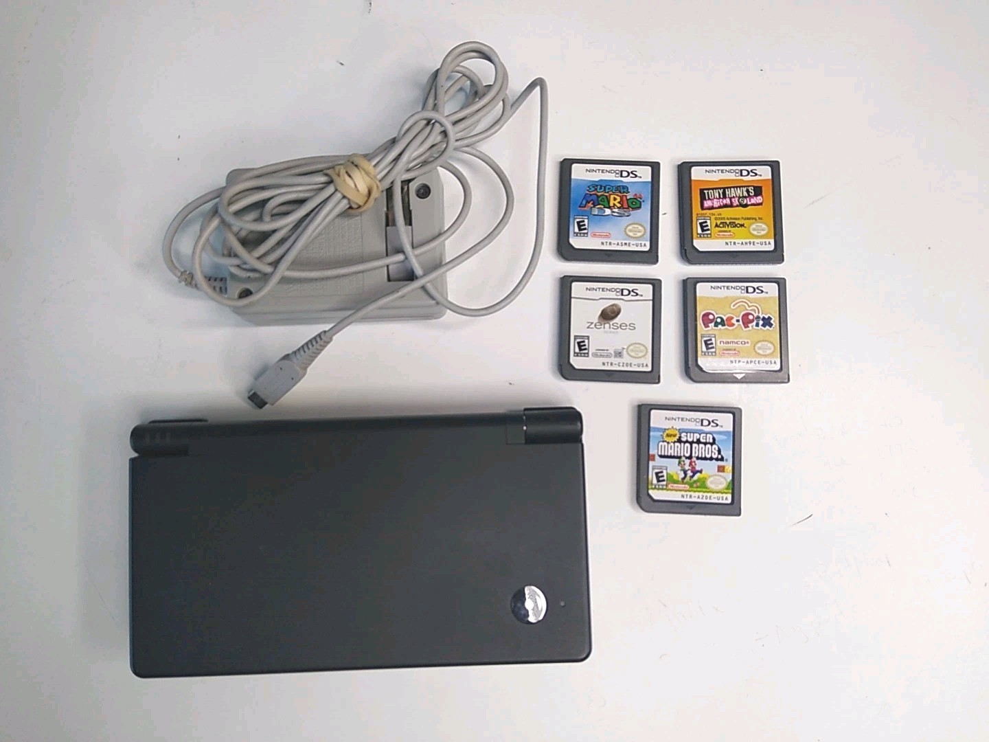 Nintendo DSi Console Black W/ Charger & Lot Of 5 Games Tested – No Stylus