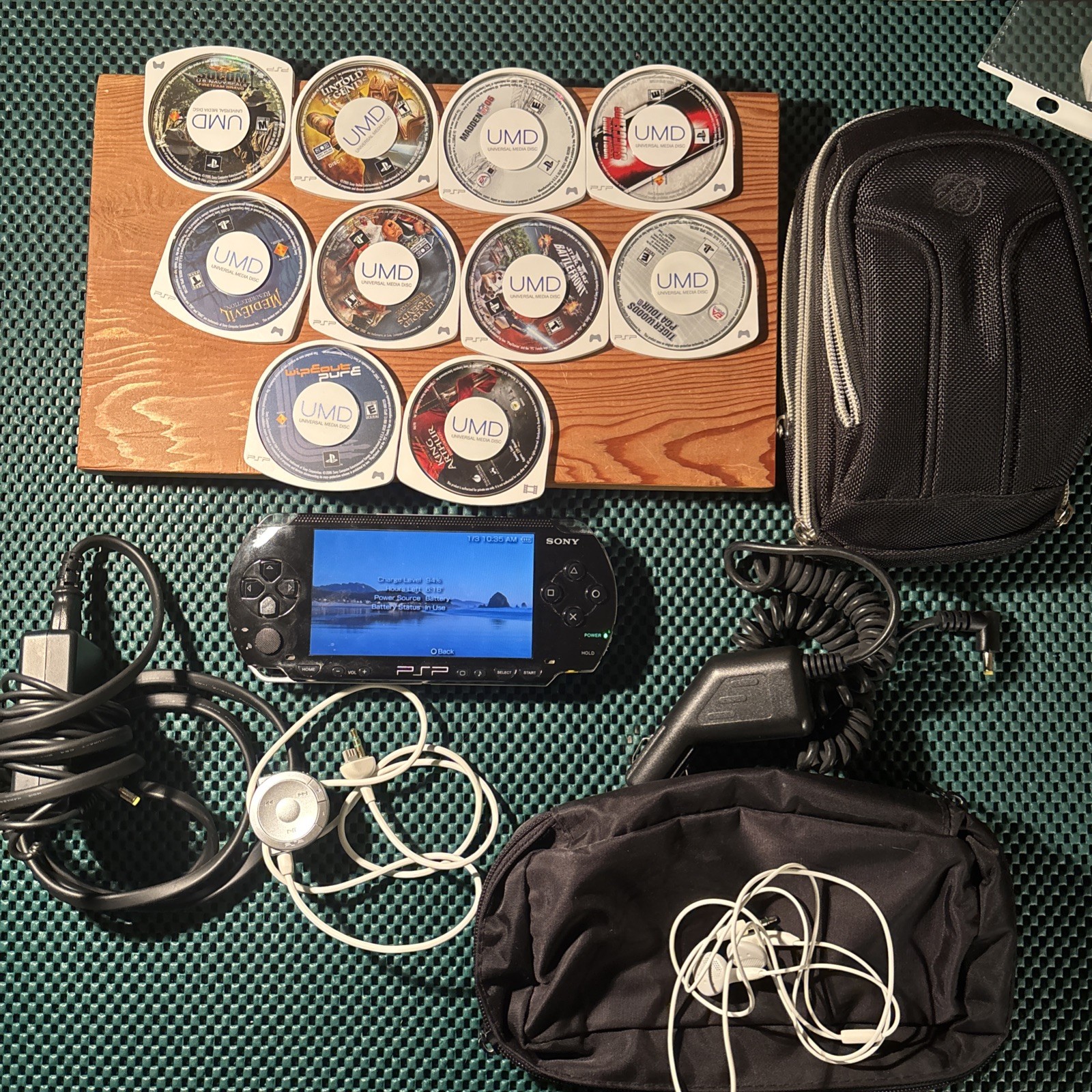 Sony PSP-1001 Black Handheld Console W/ Charger, Accessories, NEW BATTERY etc.