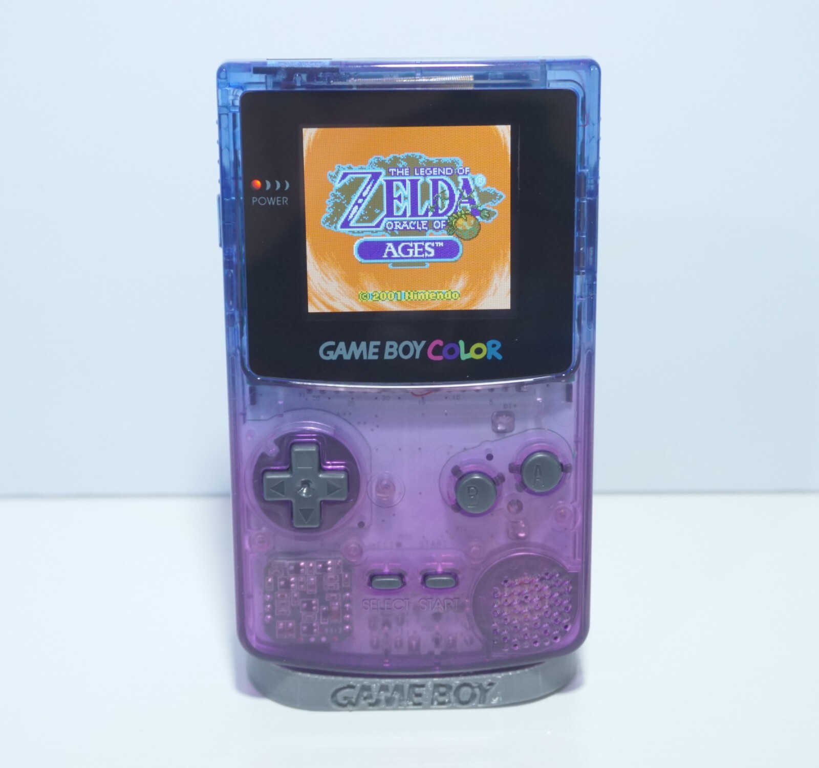 Clear Blue Purple Gameboy Color GBC Handheld Console with IPS Backlit LCD Screen