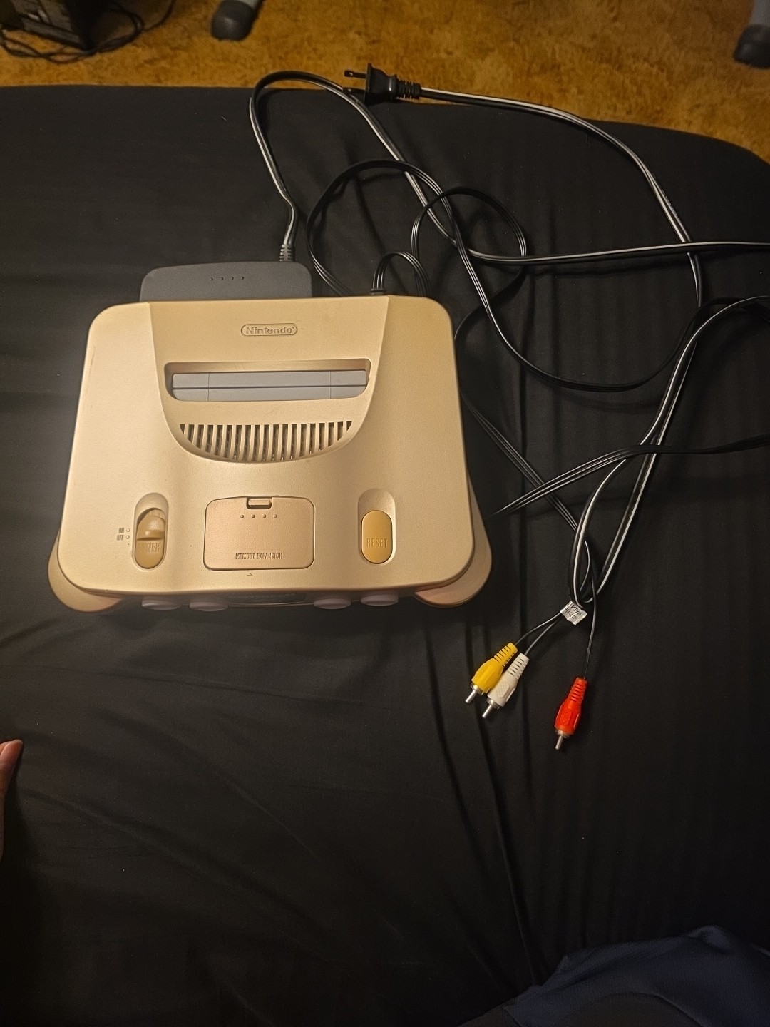 Nintendo 64 System Gold Console With Cables, Memory Pak, And Controller