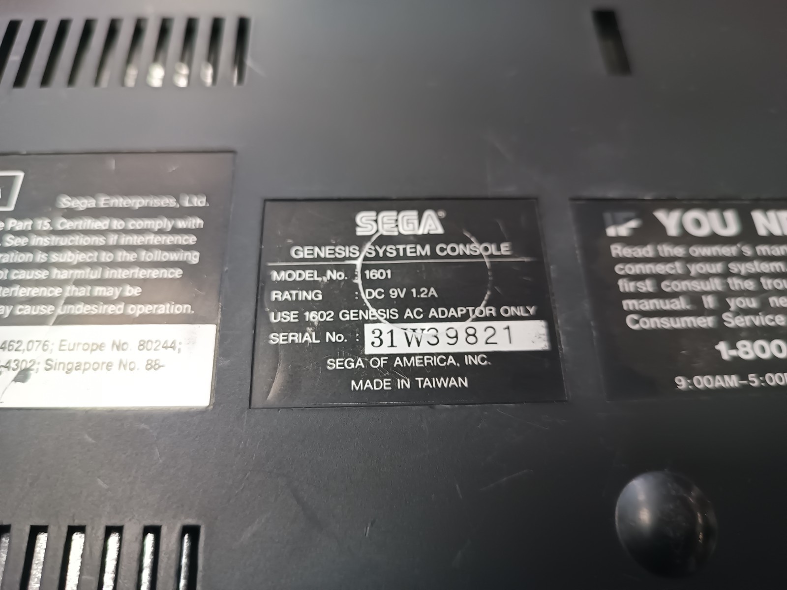 Sega Genesis 16-Bit Model 1601 Console Only – Tested Working System Only