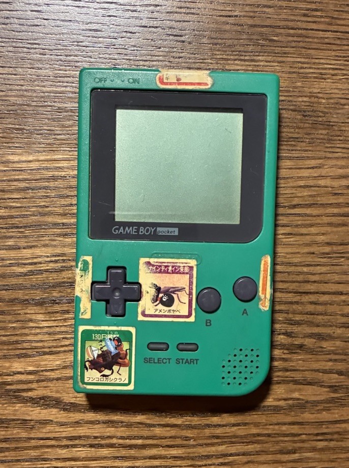 Green Game Boy Pocket Console MGB-001, Tested Works, No Games, Stickers