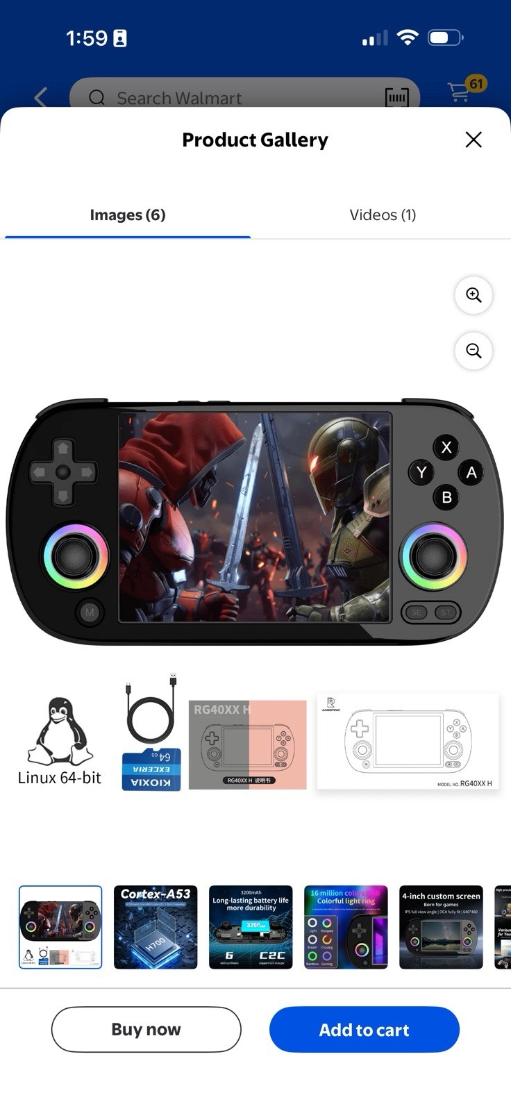ANBERNIC RG40XX H 4in Handheld System 64GB Linux 640×480 Wi-Fi USB-C