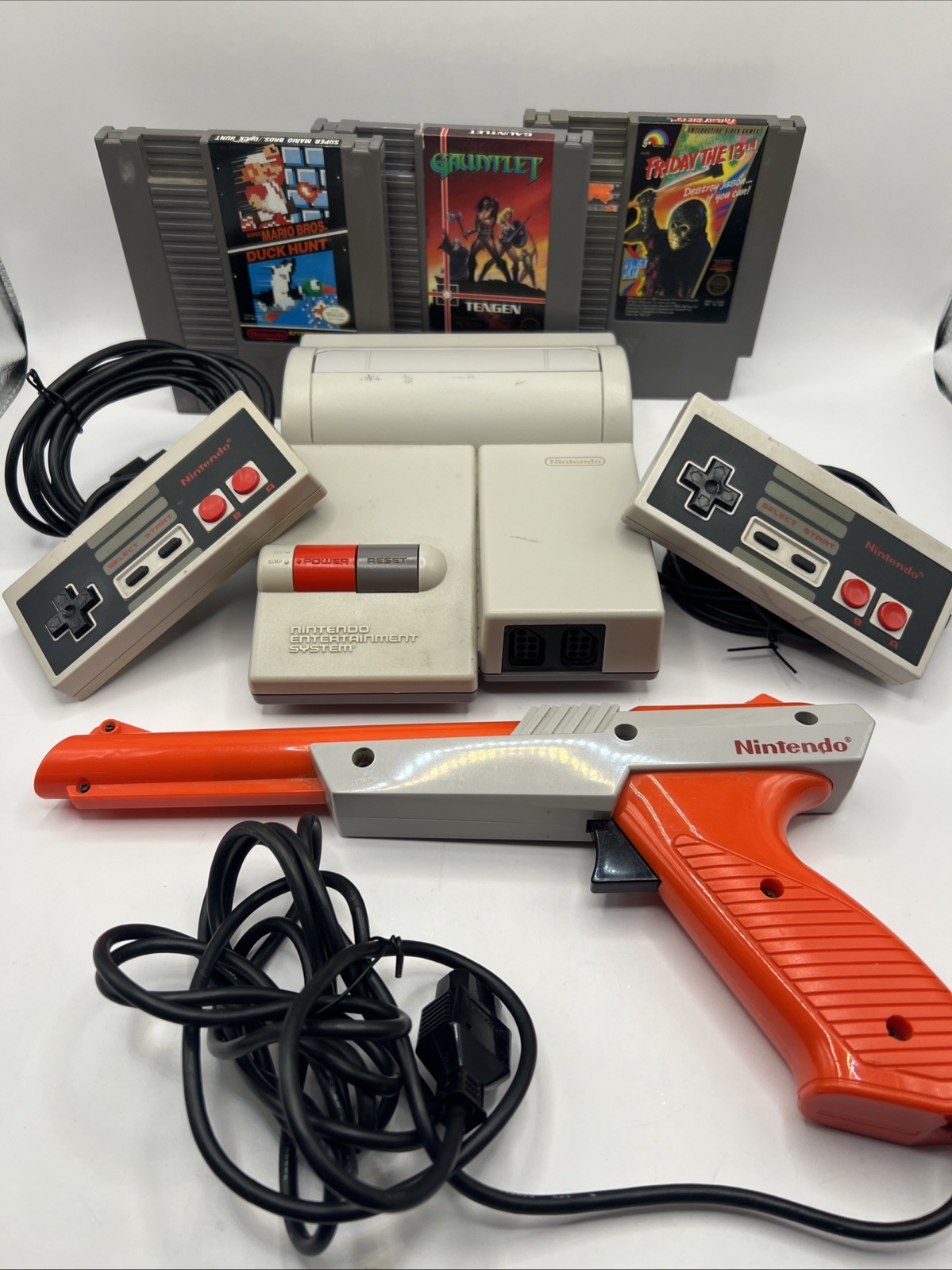 Nintendo Top Loader NES Console Mario Duck Hunt Gauntlet Friday the 13 Blaster