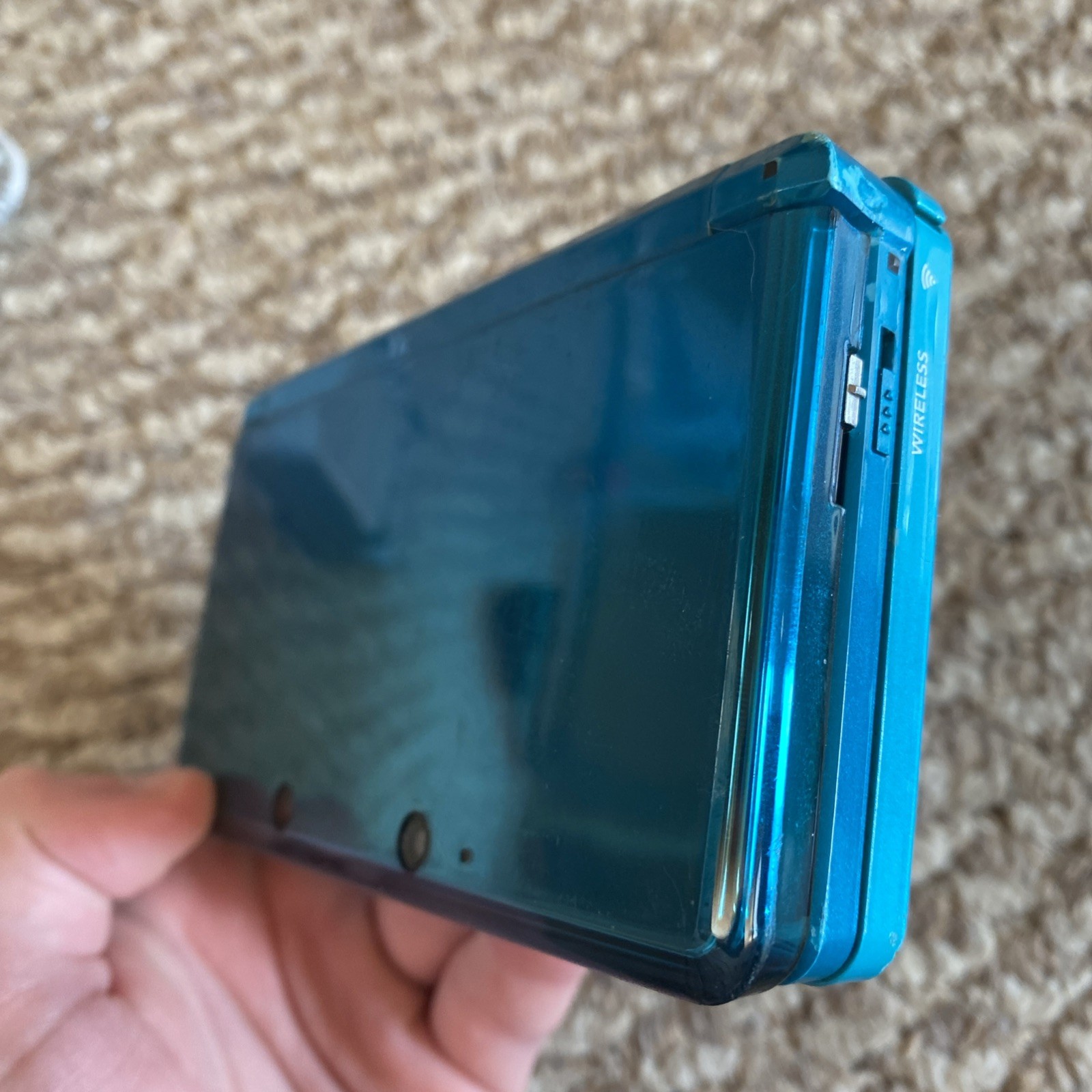 Nintendo 3DS CTR-001 (USA) Console Aqua Blue Stylus Charger SD Card