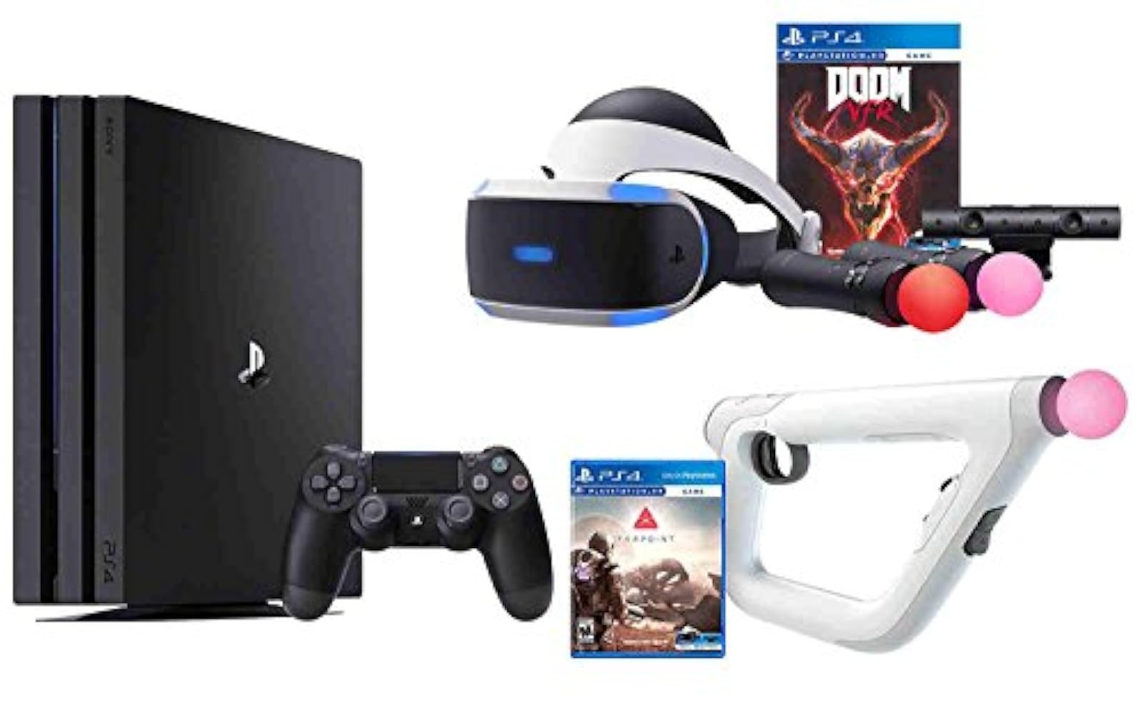 PS4 Shooter Bundle PlayStation 4 Pro 1TB Console VR Headset Farpoint Aim Video