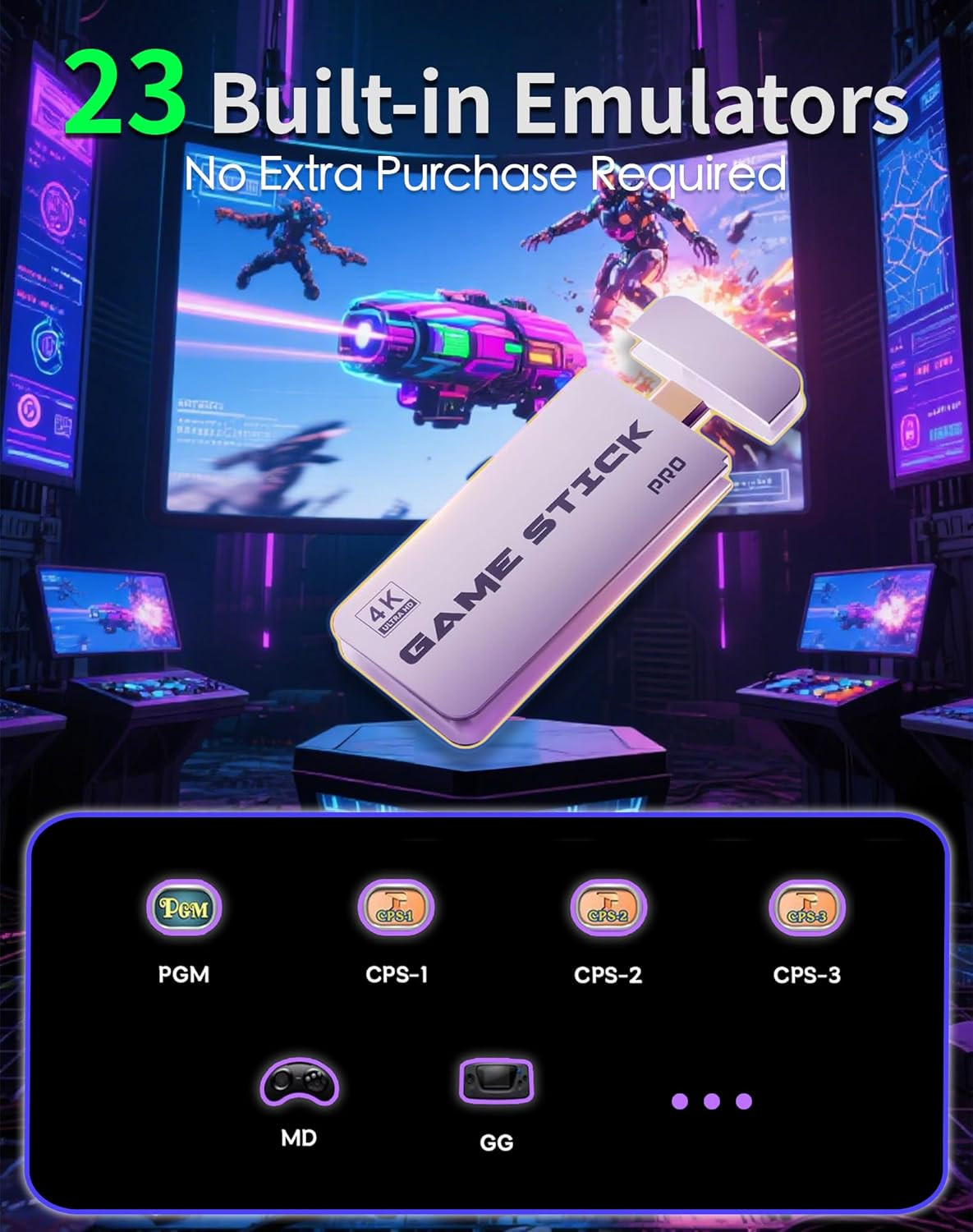 2026 Upgraded Retro Gaming Console Stick, Video Games Stick Built-In 23 Emulator