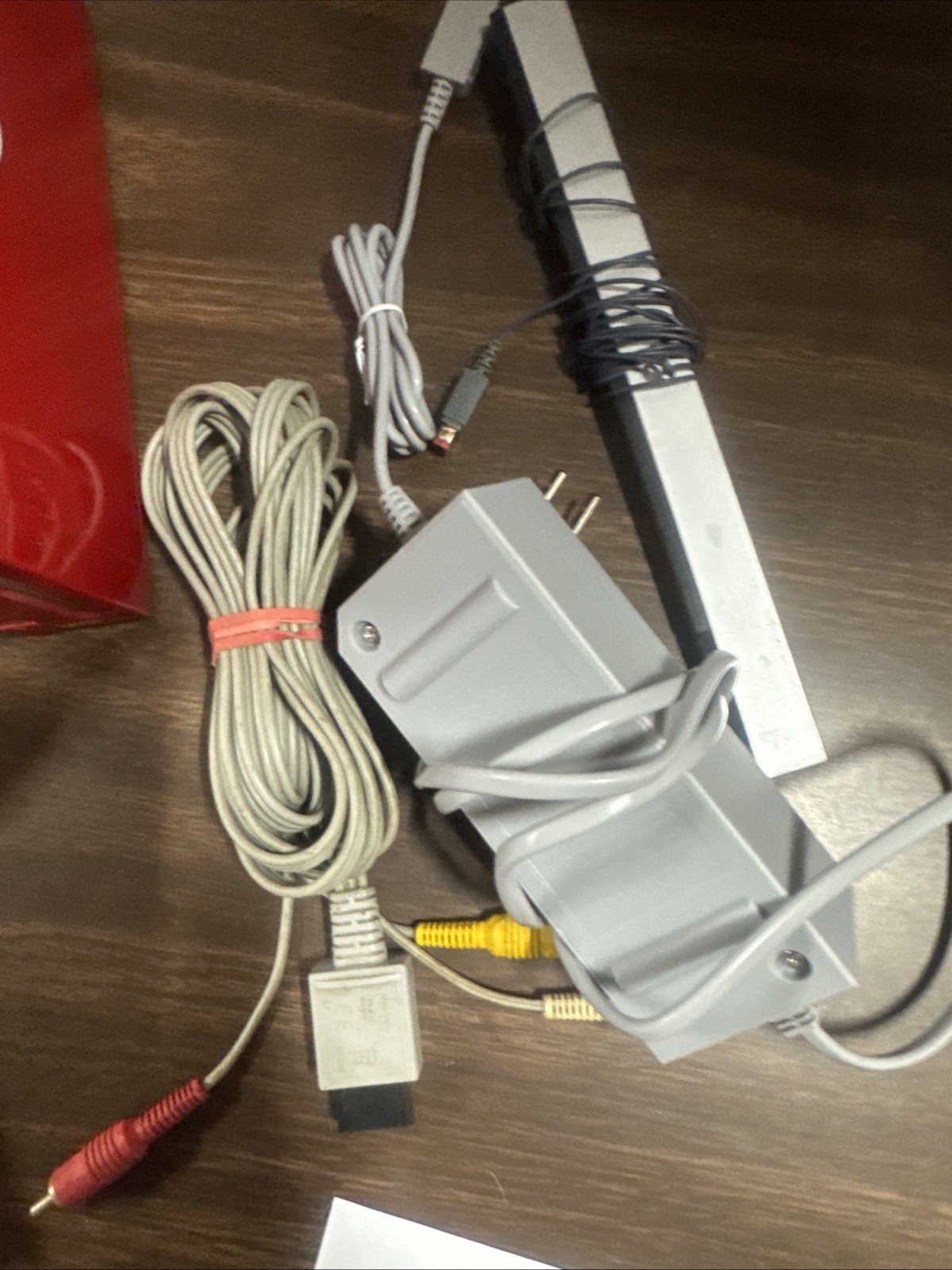 Nintendo Wii Console Red RVL-001 Bundle w/ Power Supply Sensor Bar Tested
