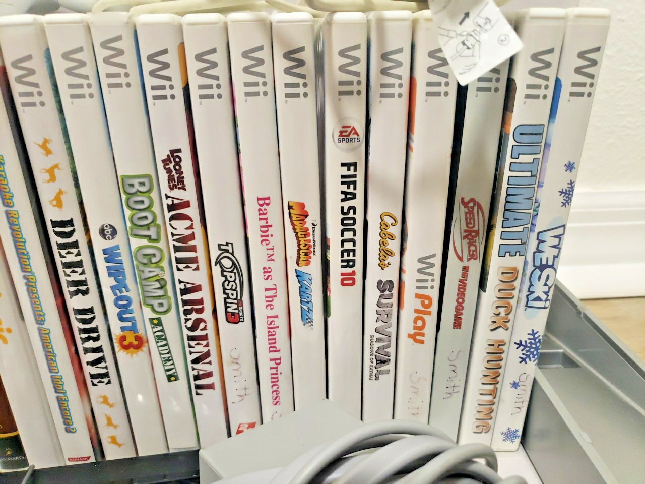 Huge Nintendo Wii Bundle 25 Games Three Controllers Nunchuks Cables Lego COD