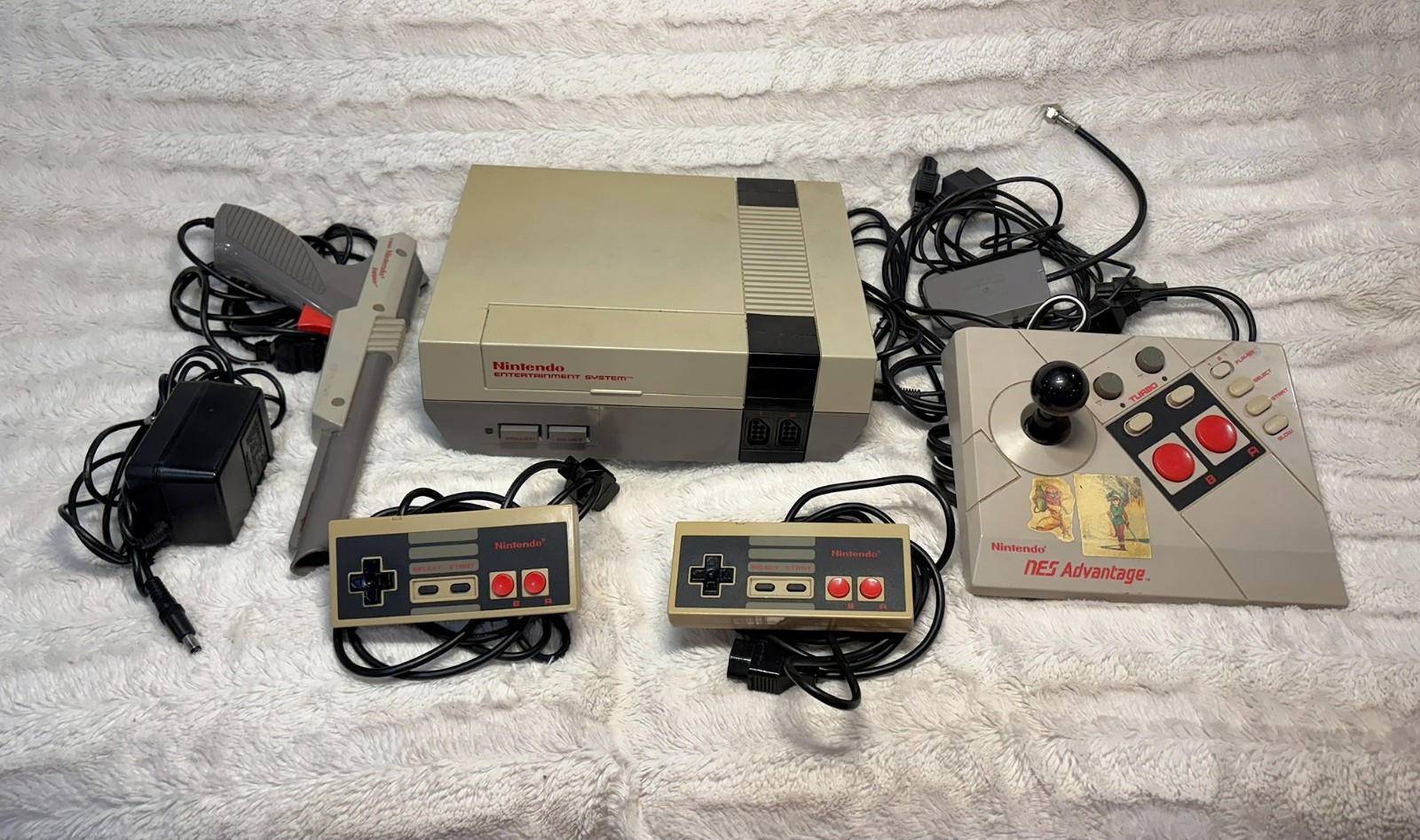 Original Nintendo NES Console Bundle w/ Zapper, NES Advantage and 2 Controllers