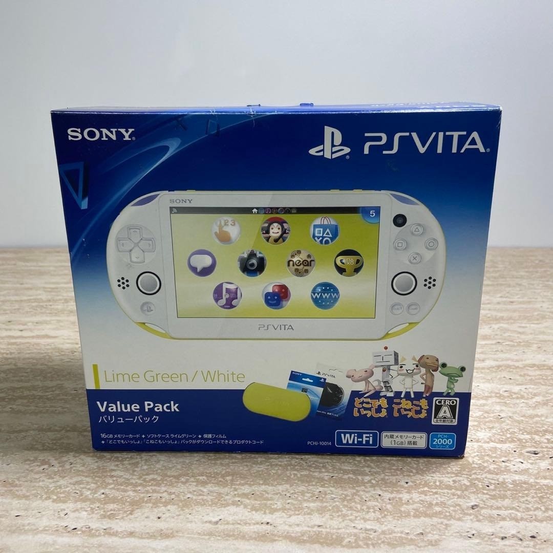 PS Vita 2000 Lime Green White Super Value Pack Complete 6668