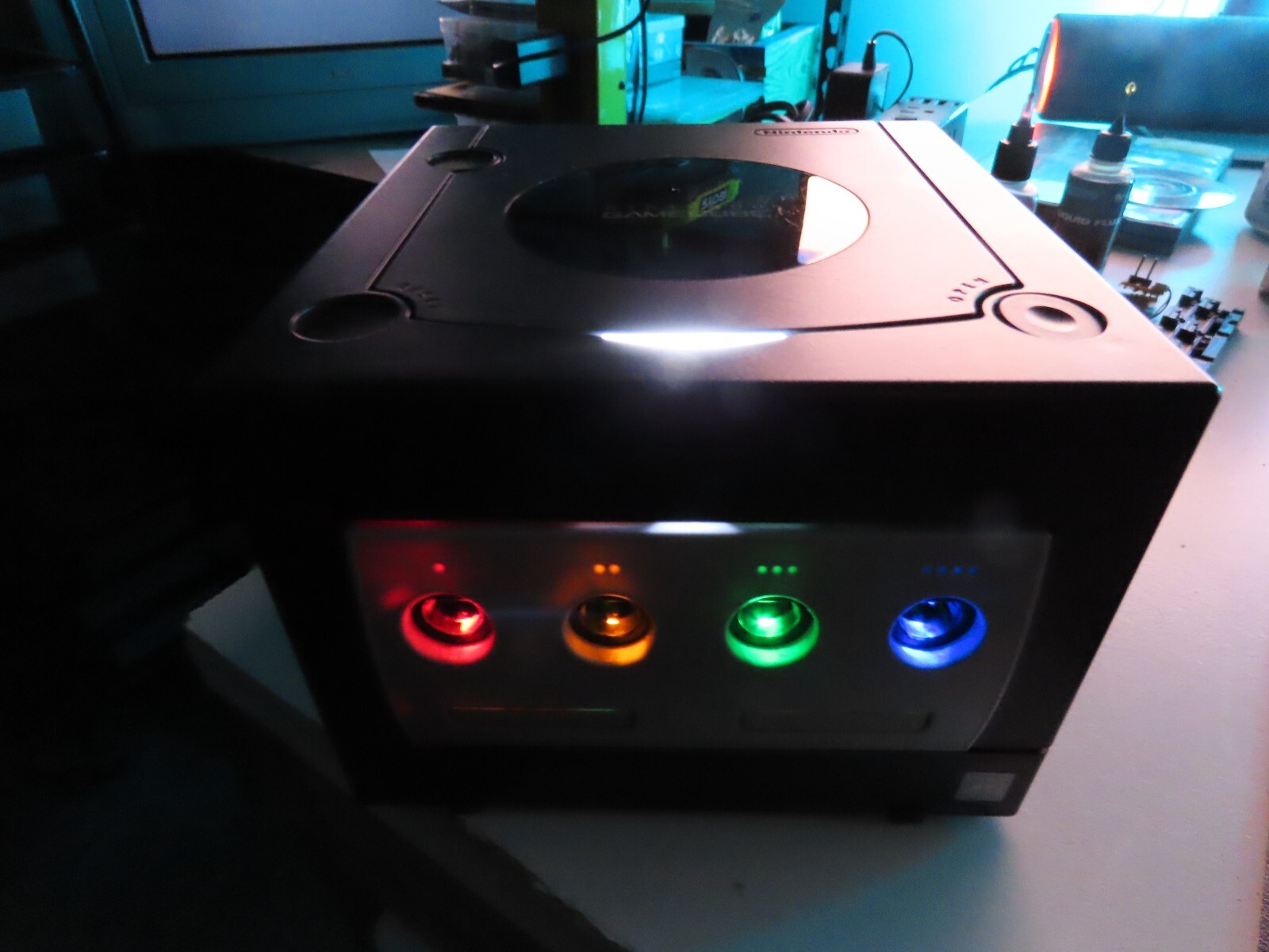Nintendo GameCube LED Light Mod Modification Controller Port w/ new battery