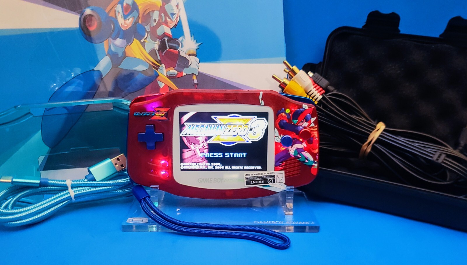 Gameboy Advance GBA IPSV4 TV-OUT Nintendo Mega man Zero Luxury Set 11 Upgrades