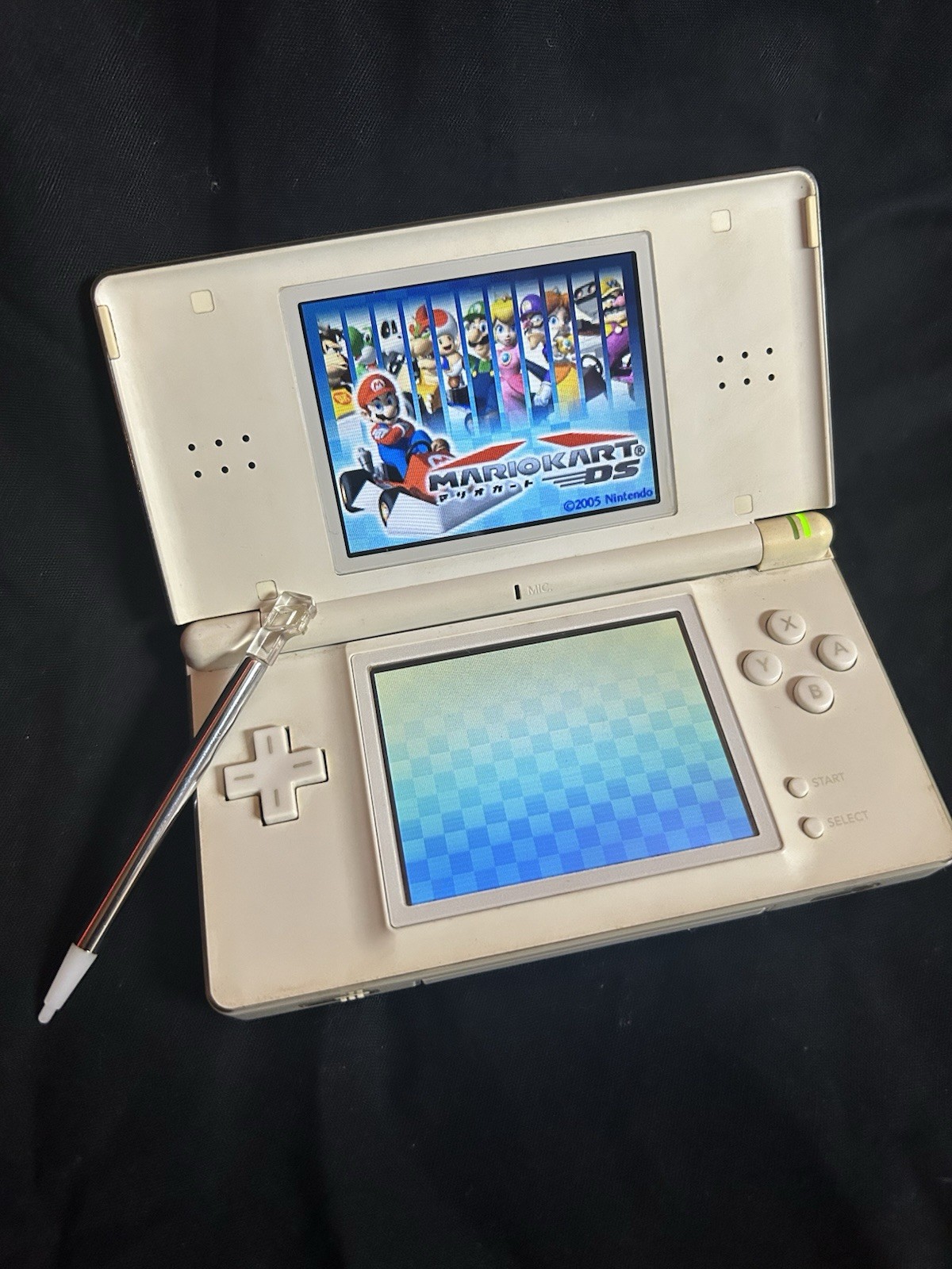 Nintendo DS Lite White with Charger Stylus Cart Holder Tested Working