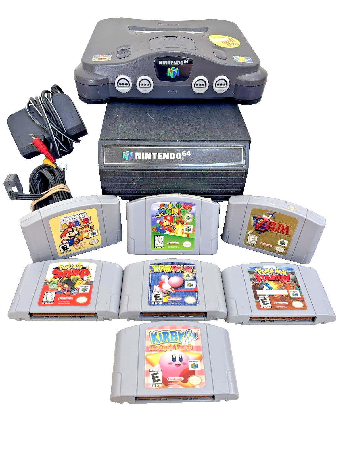 Nintendo 64 N64 Console Bundle 7 Games Mario Zelda Pokemon Kirby Paper UNTested