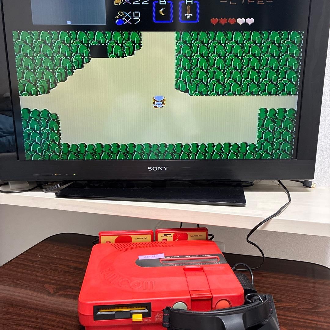 SHARP Twin Famicom FC NES Console Red AN-500R [Maintained Belt Replaced]