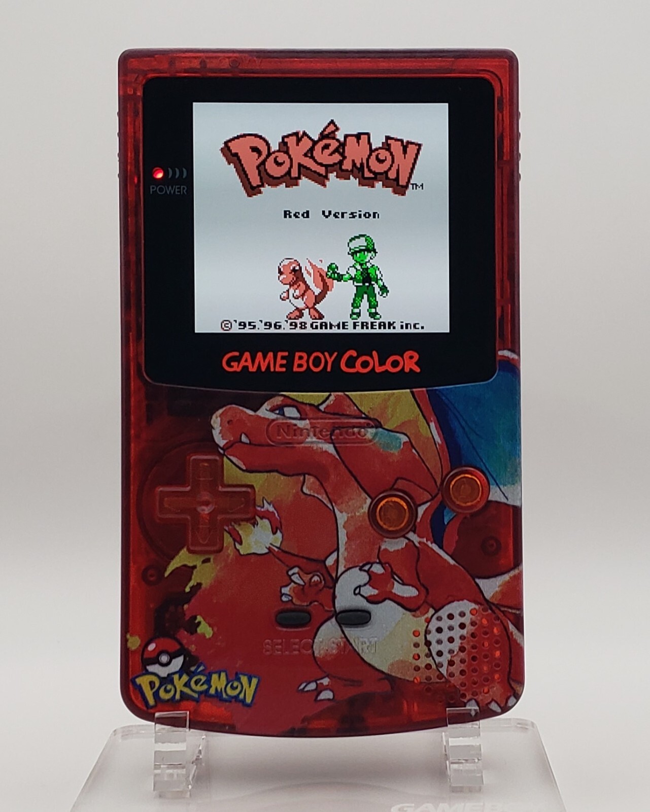 Laminated OLED Screen – Charizard Game Boy Color w/ Case – New Speaker, Recapped