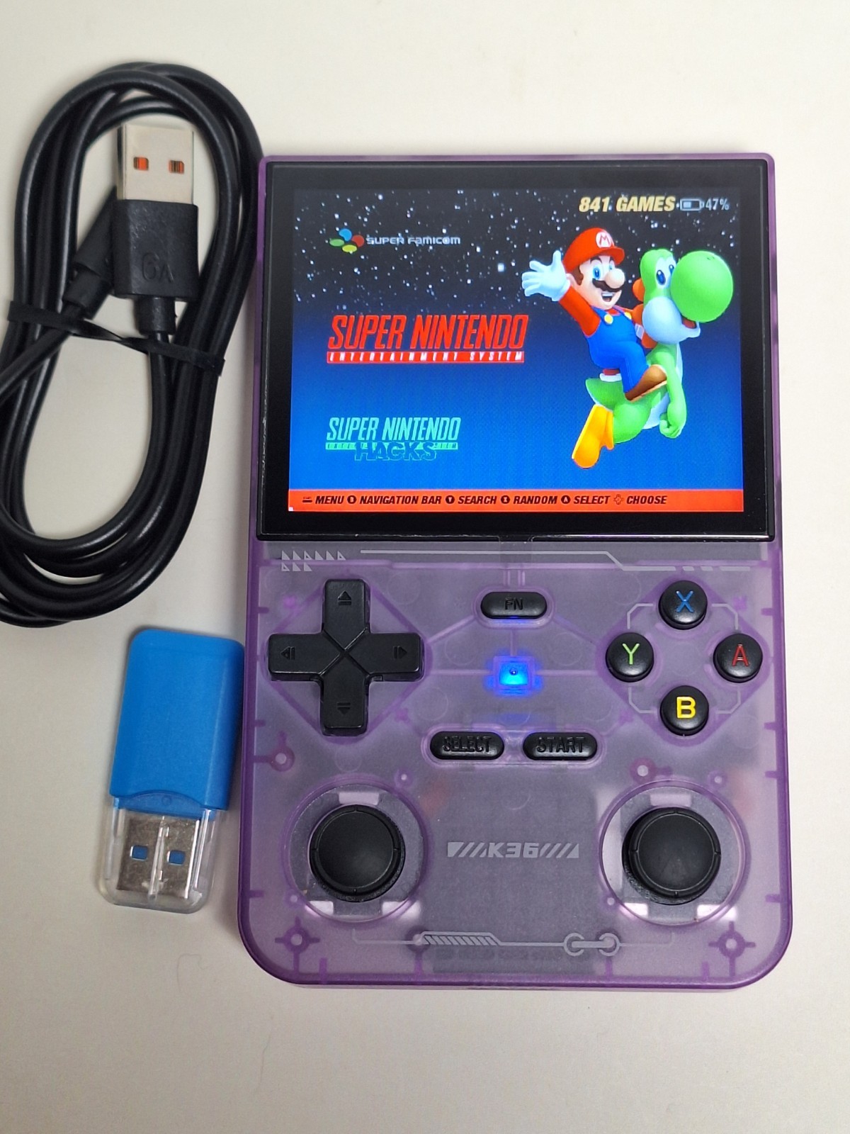 K36 Retro Handheld Game Console Loaded w/ Games 3.5″ Translucent Purple, 64GB