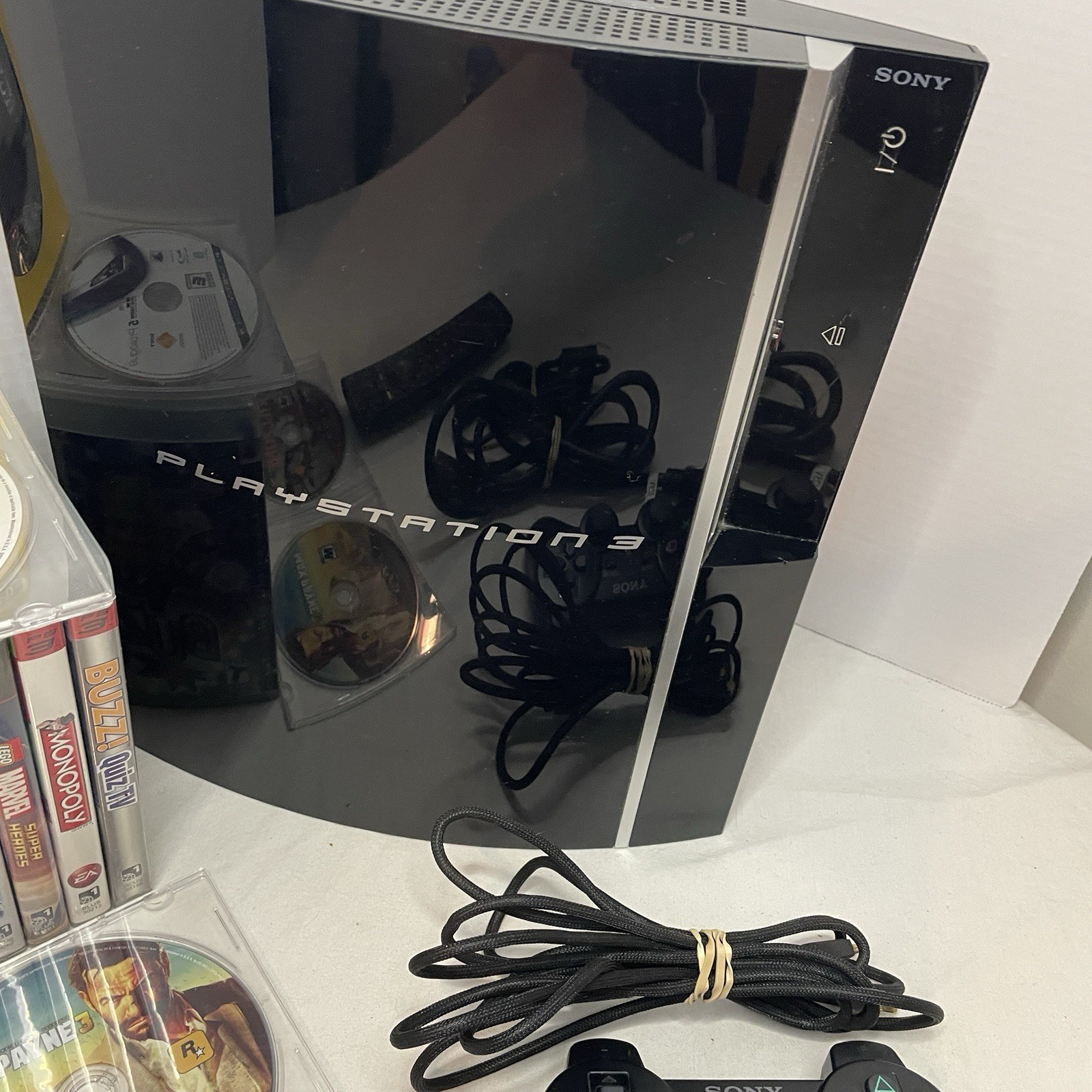PlayStation 3 PS3 160GB CECHP01 W/remote/Controller/Cords/HDMI & 14 Games Tested