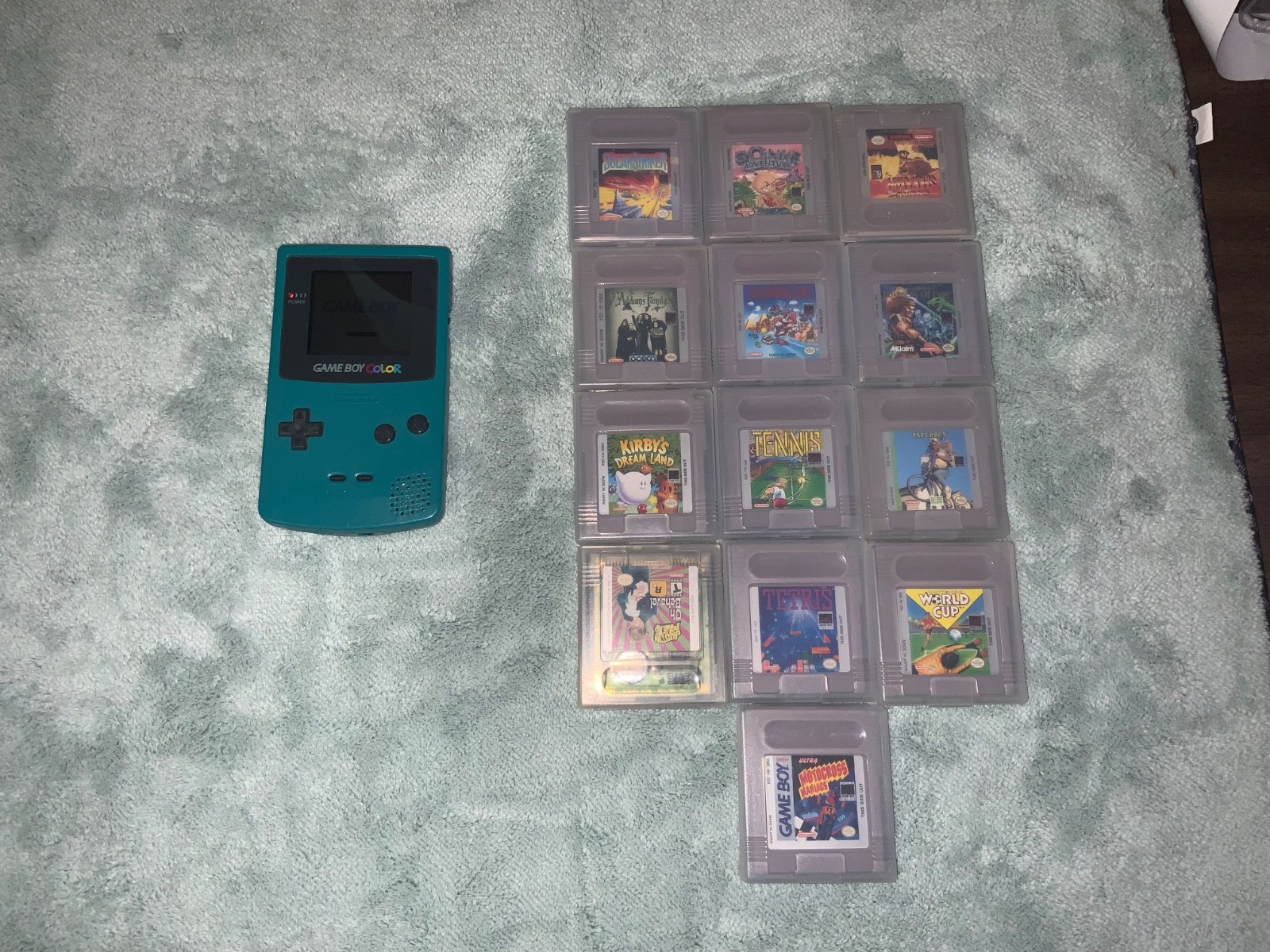 Nintendo Game Boy Color Console Bundle Teal/Blue W/13 Games, N64, GameCube.