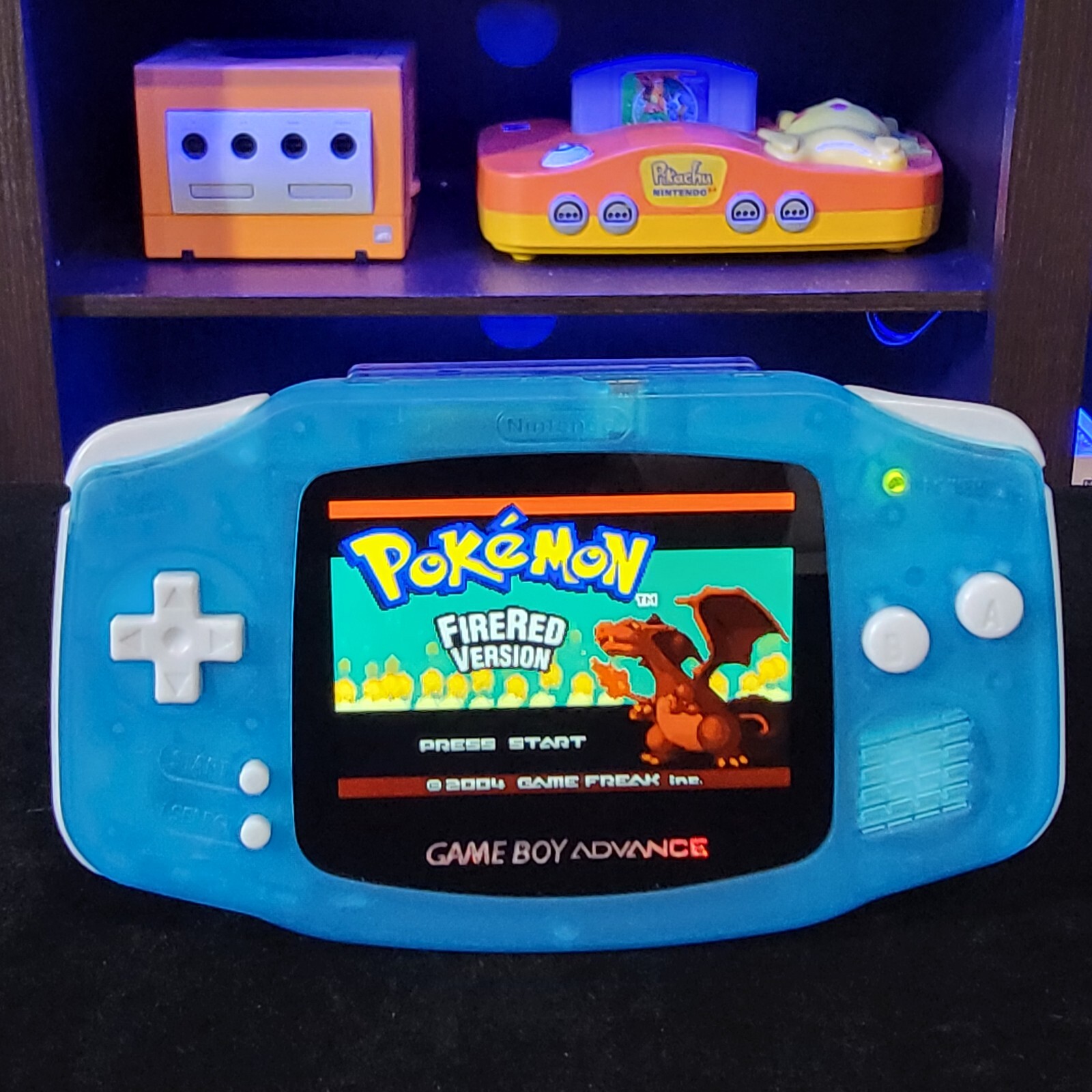 Clear Blue Game Boy Advance GBA Console with iPS V5 Backlight Backlit LCD MOD