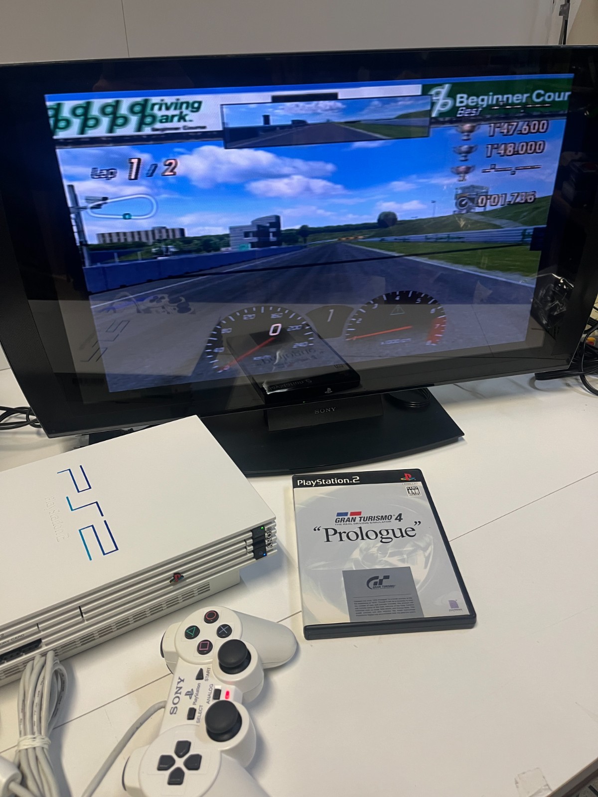 PLAYSTATION 2 RACING PACK LIMITED CERAMIC WHITE SCPH 55000 GT JAPAN 2004 CONSOLE
