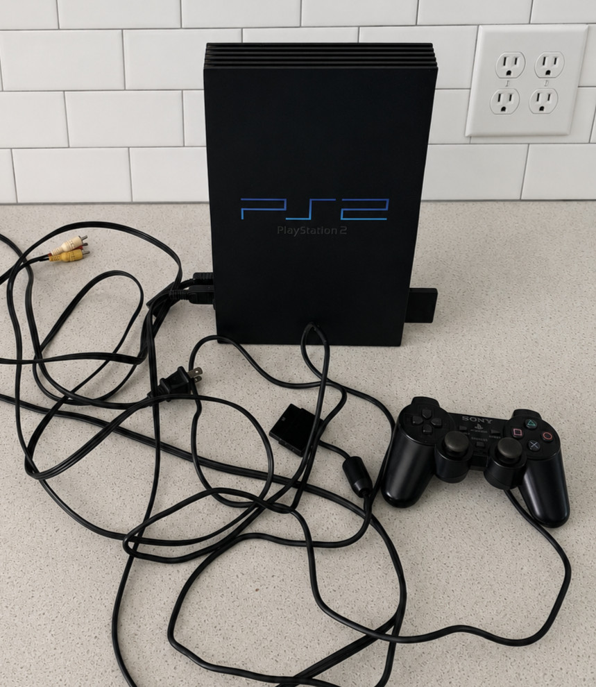 Sony Playstation 2 PS2 Fat Console, cables, controller, memory, SCPH-39001 Works