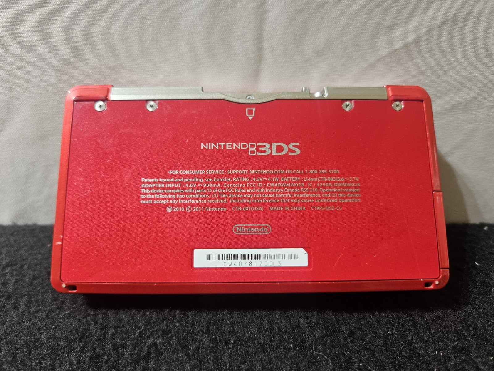 Nintendo 3DS Original Flame Red New Battery No Charger/Stylus Tested
