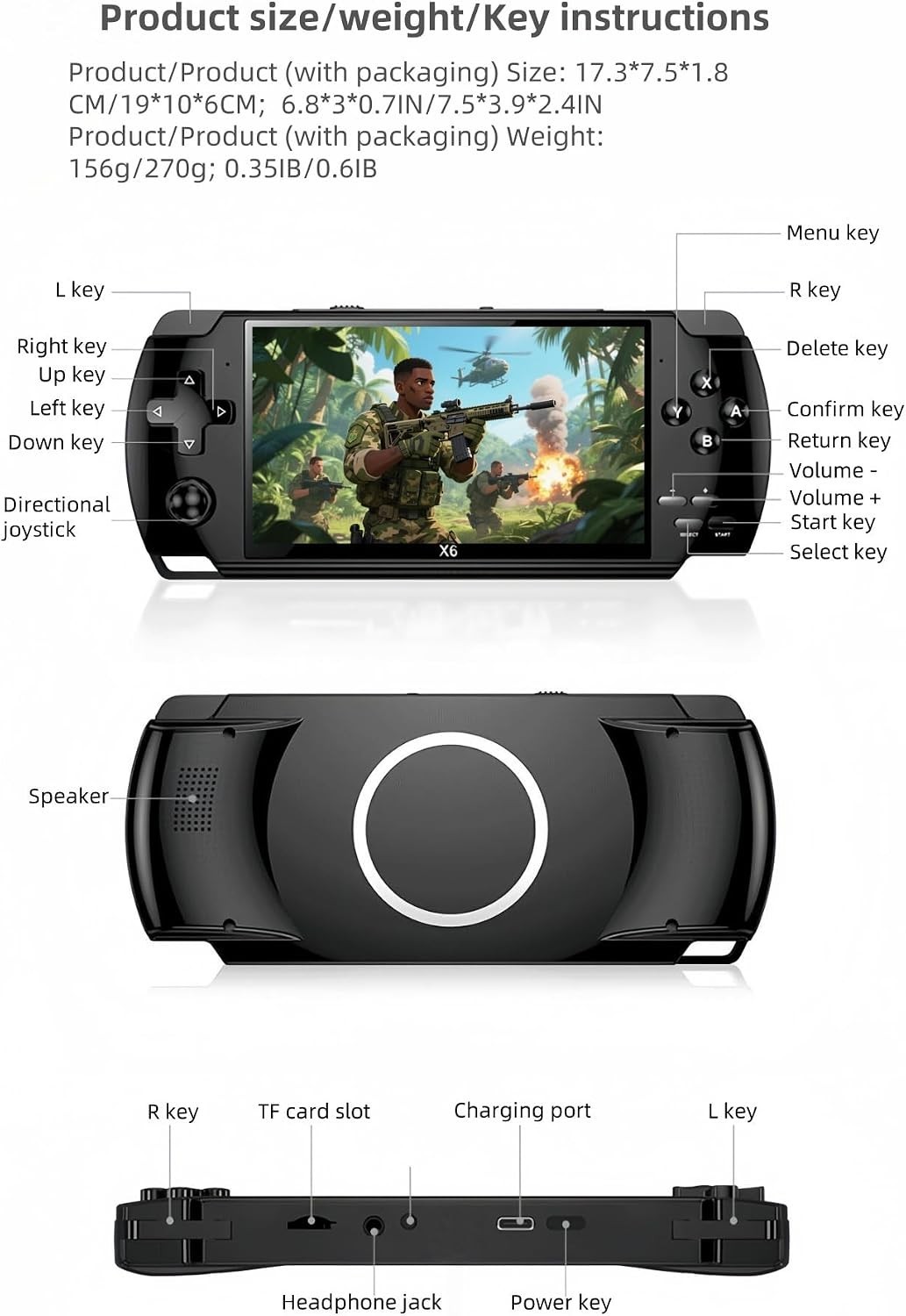 Rechargeable Handheld Gaming Console – 4.3-Inch Screen, Music & Video Playback