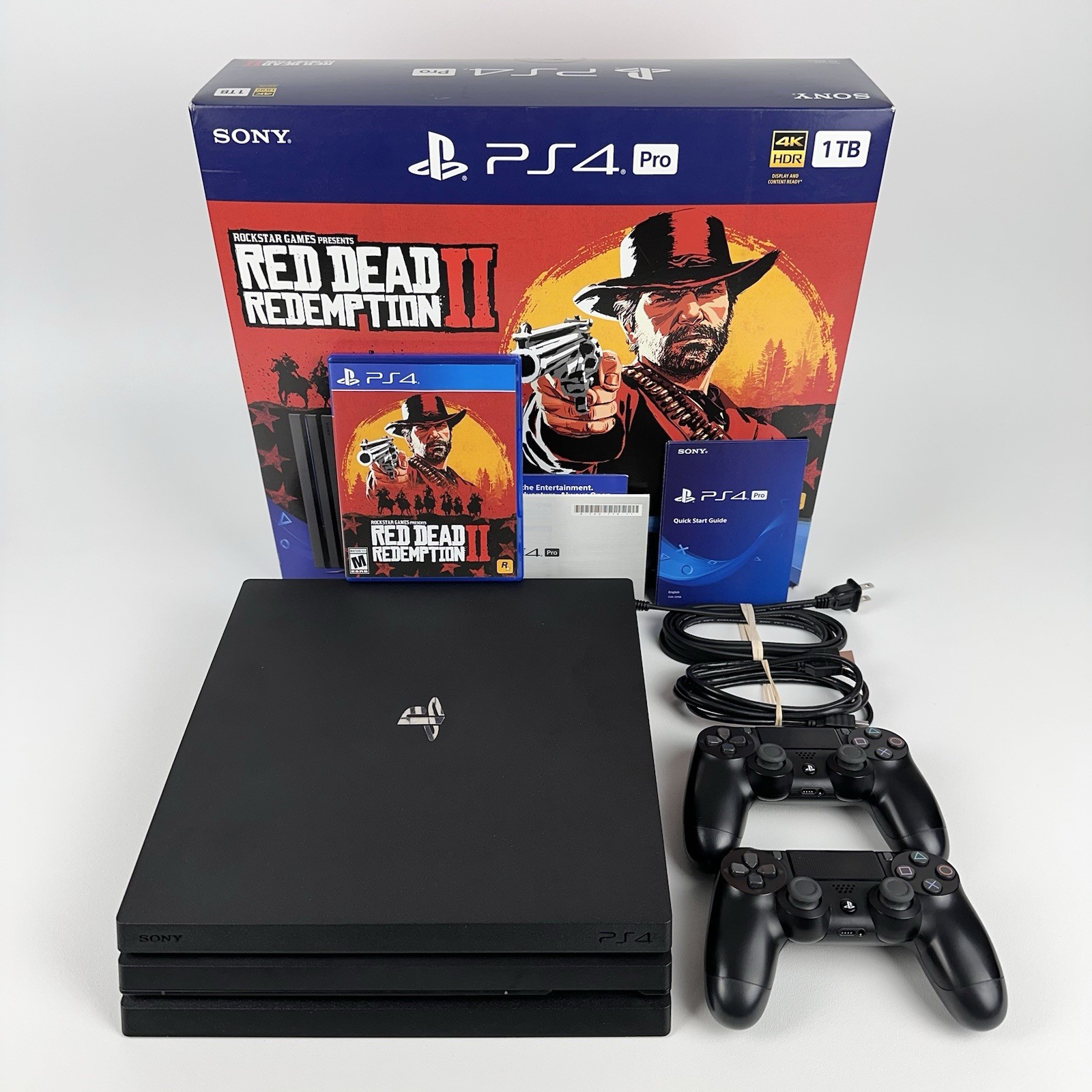 PlayStation 4 Pro 1TB Console Red Dead Redemption 2 Edition, CIB Very Good