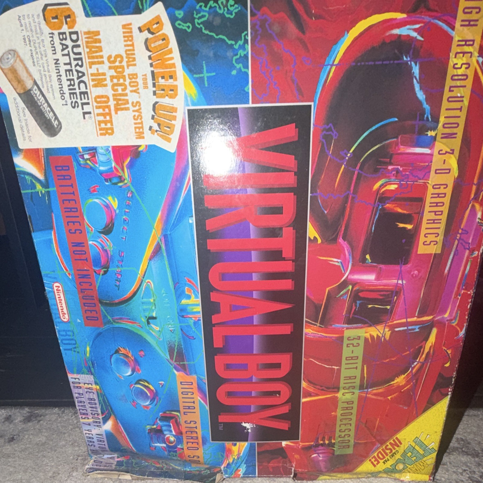 Nintendo Virtual Boy Console Bundle w/ Box, Controller, AC Adapter & 3 Games
