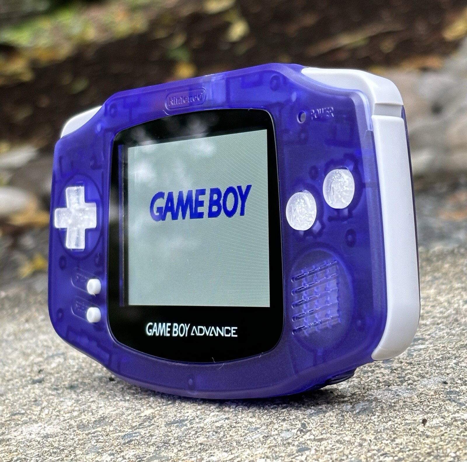 Clear Purple Modded Gameboy Advance Retro Gaming Console with IPS V2 & USB C Mod