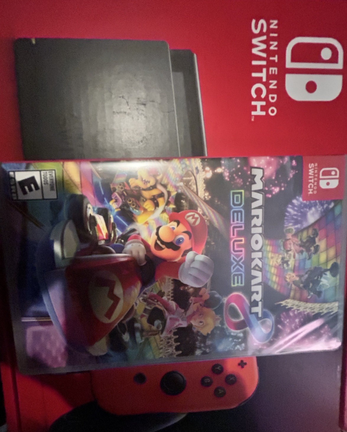 (PLUS 2 GAMES) Nintendo Switch 32GB Neon Red/Blue Joy-Cons Dock Charger Grip