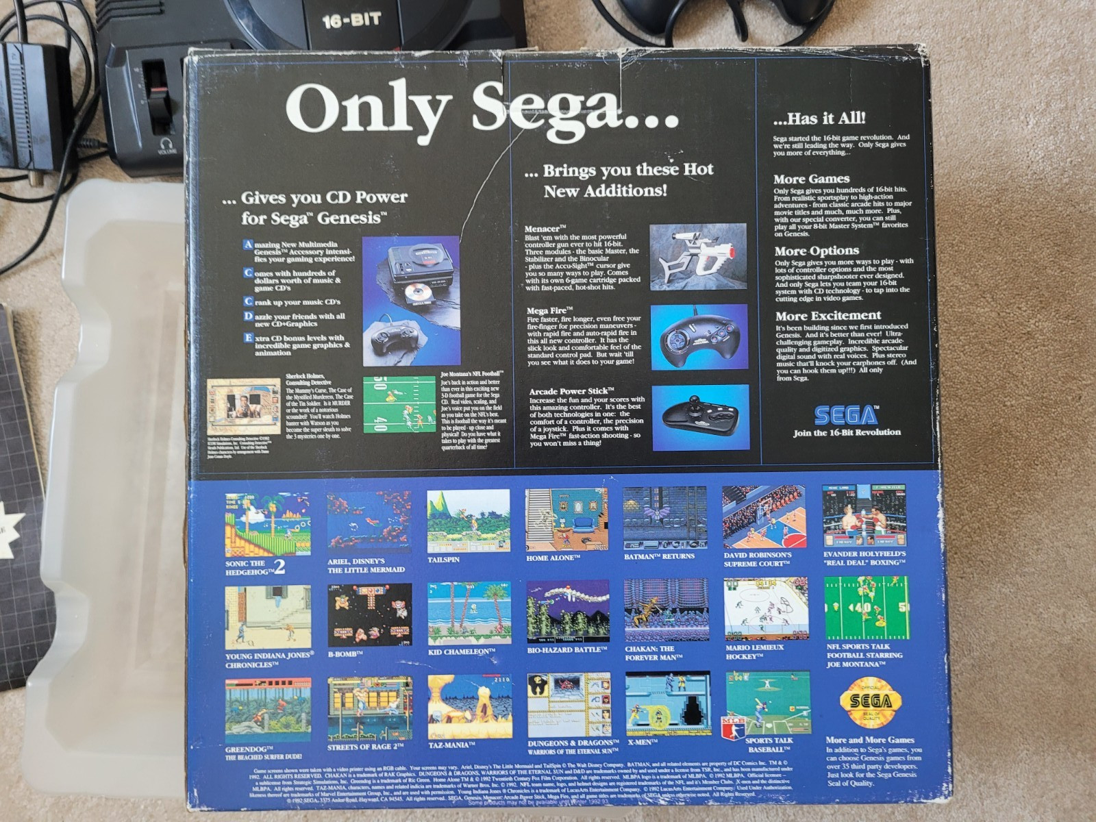 Sega Genesis 16 bit Console 1601 controllers cables box manual 1992