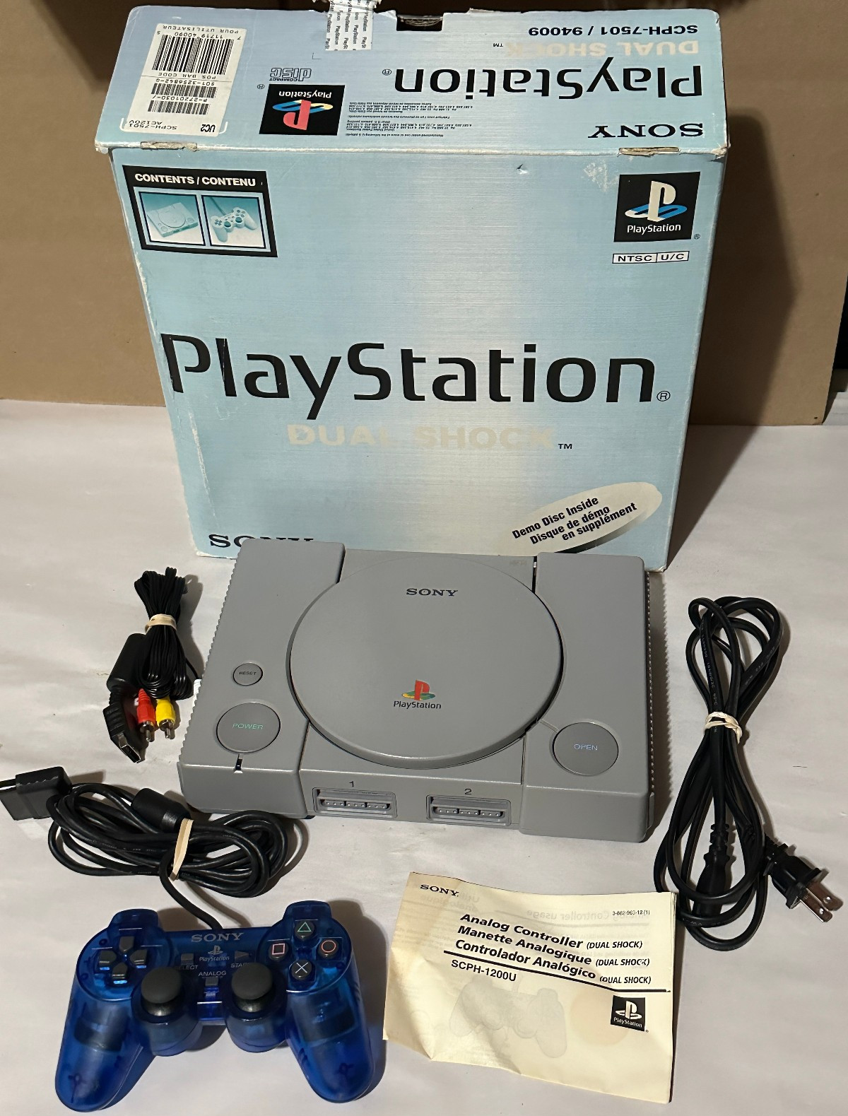 Sony PlayStation 1 PS1 Original Console System with Box and Controller TESTED