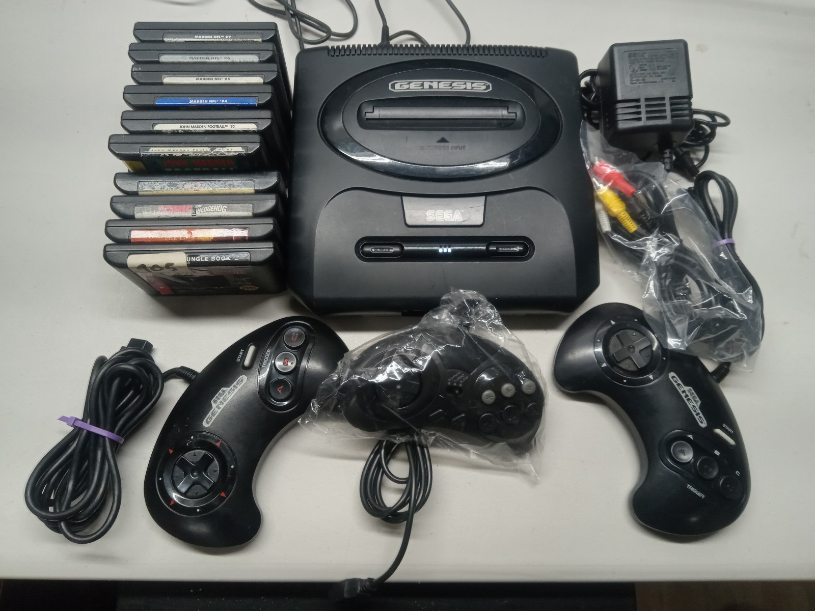 Sega Genesis Model 2 Console W/ 10 Games! Console Restored! Read! CLEAR LED