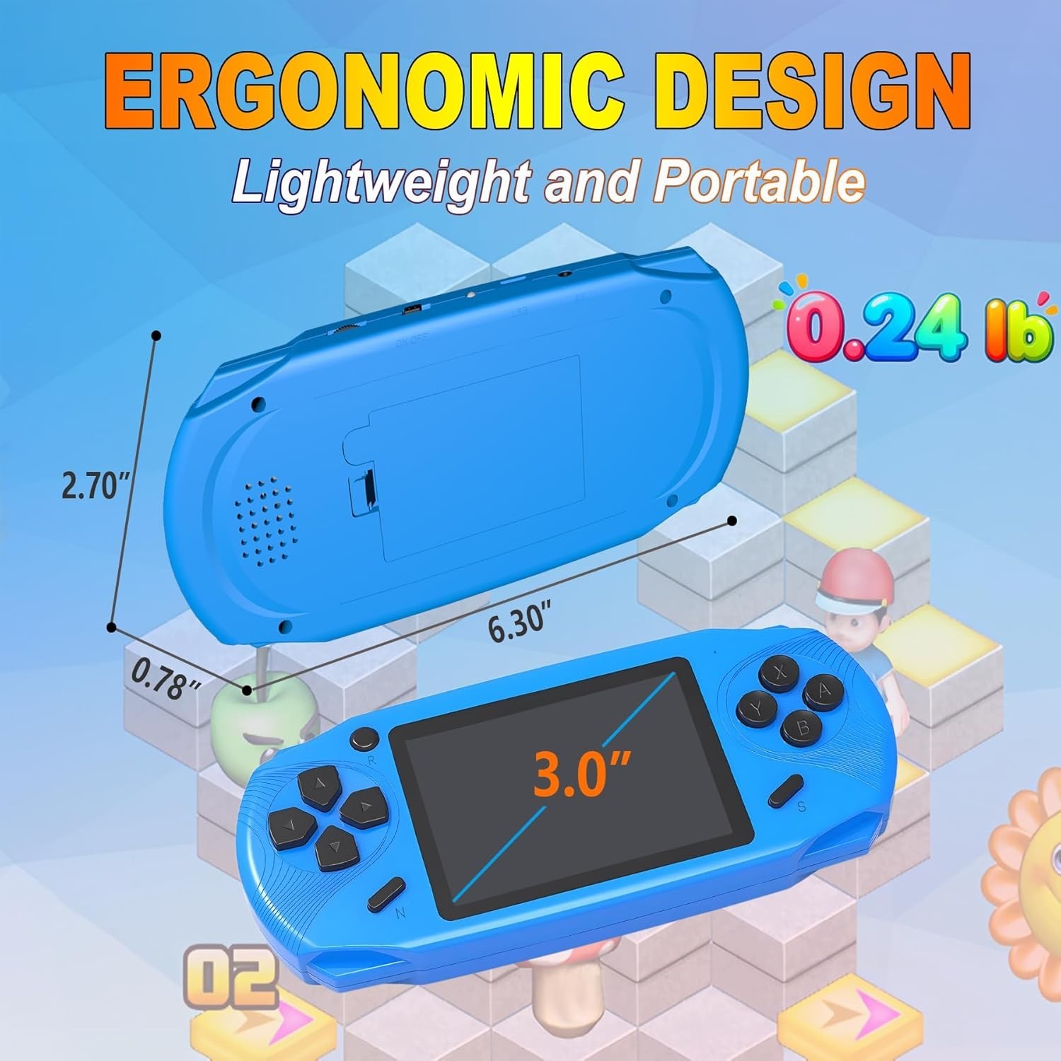 Portable 16-Bit Retro Game Console – 220 Games, USB-C Rechargeable, Perfect Gift