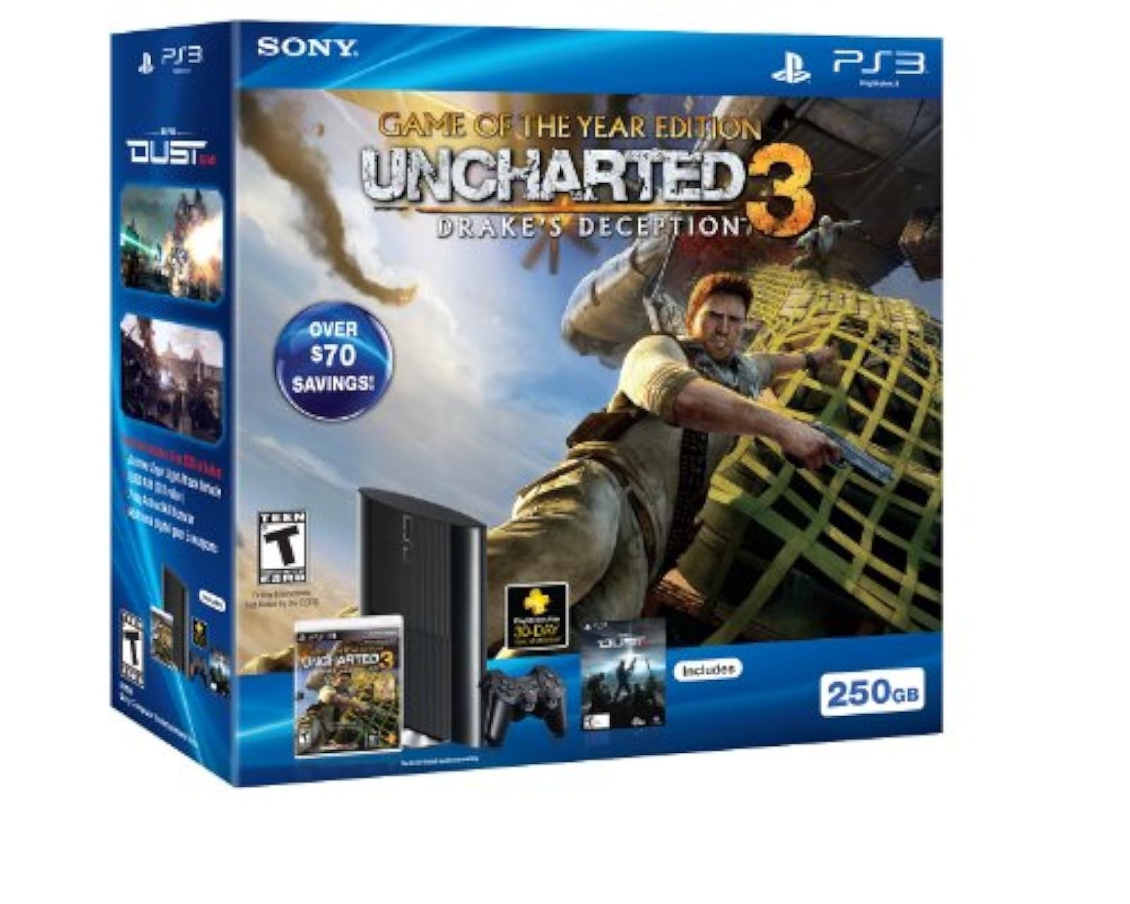 PS3 250GB Uncharted 3 Console Bundle Super Slim Very Good 1Z