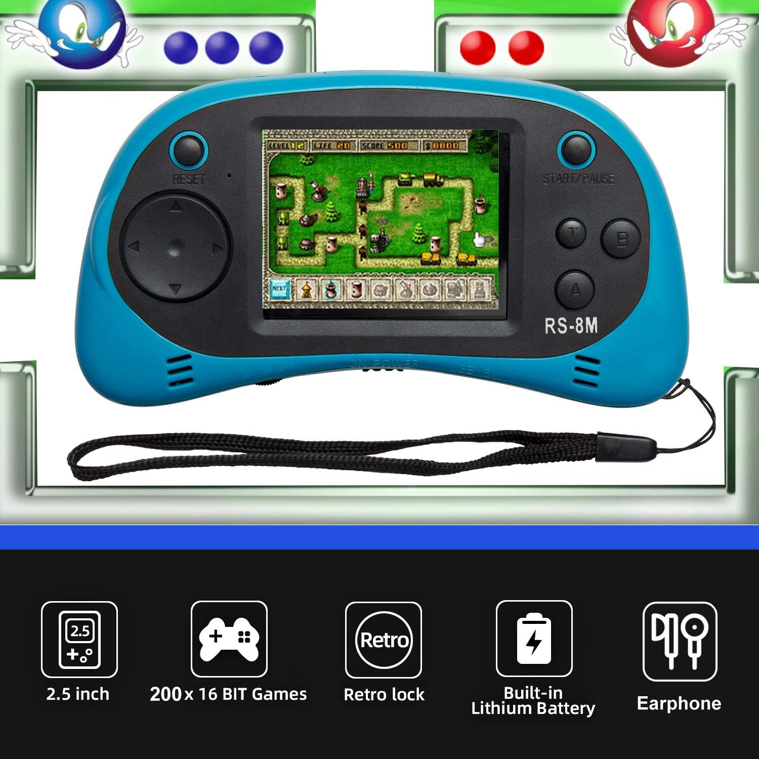 Portable Handheld Video Game Console for Kids – 200 Retro Games, 2.5″ Screen