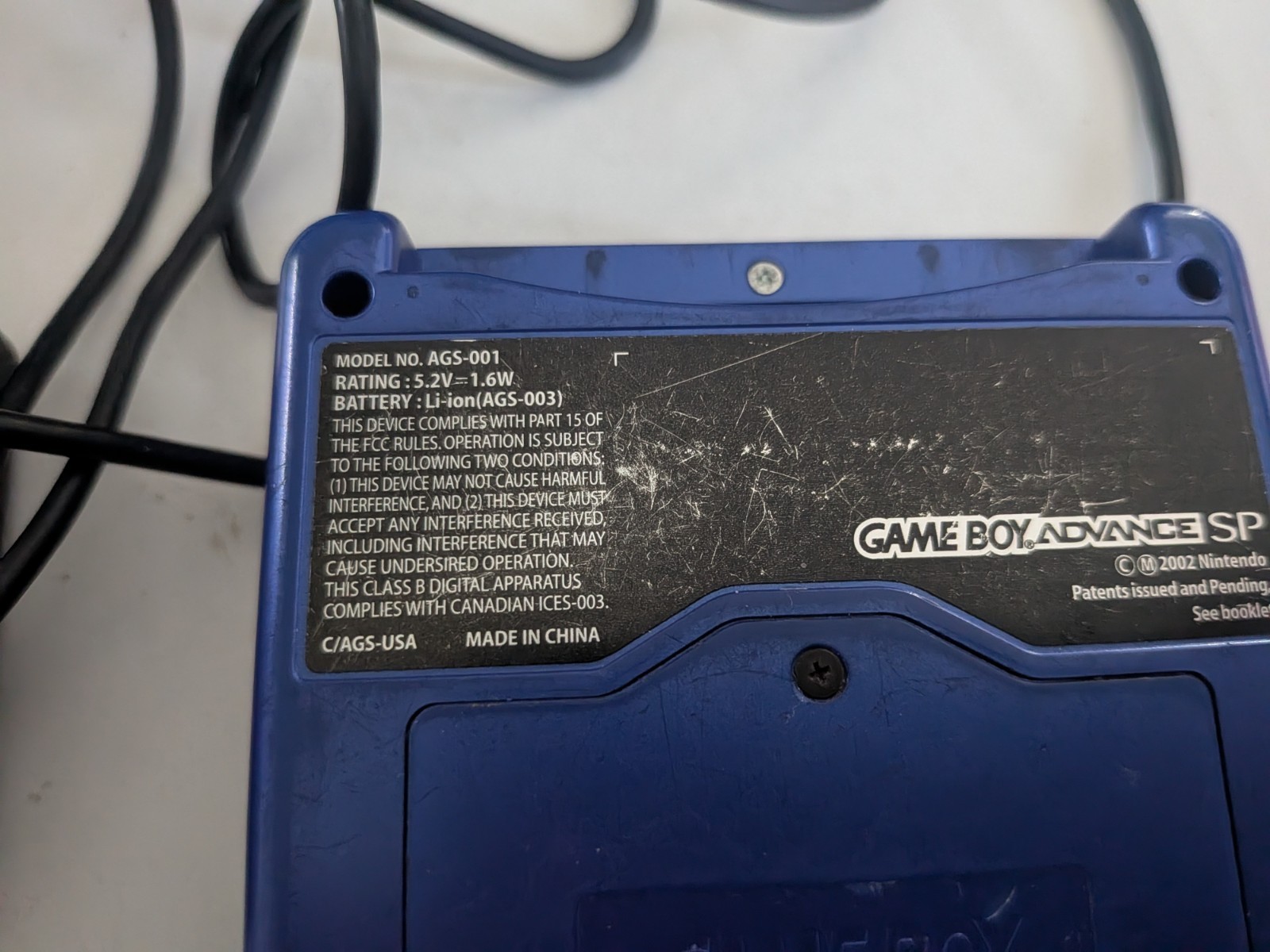 Nintendo Gameboy Advance SP (AGS-001) Cobalt Blue Handheld Console System Tested
