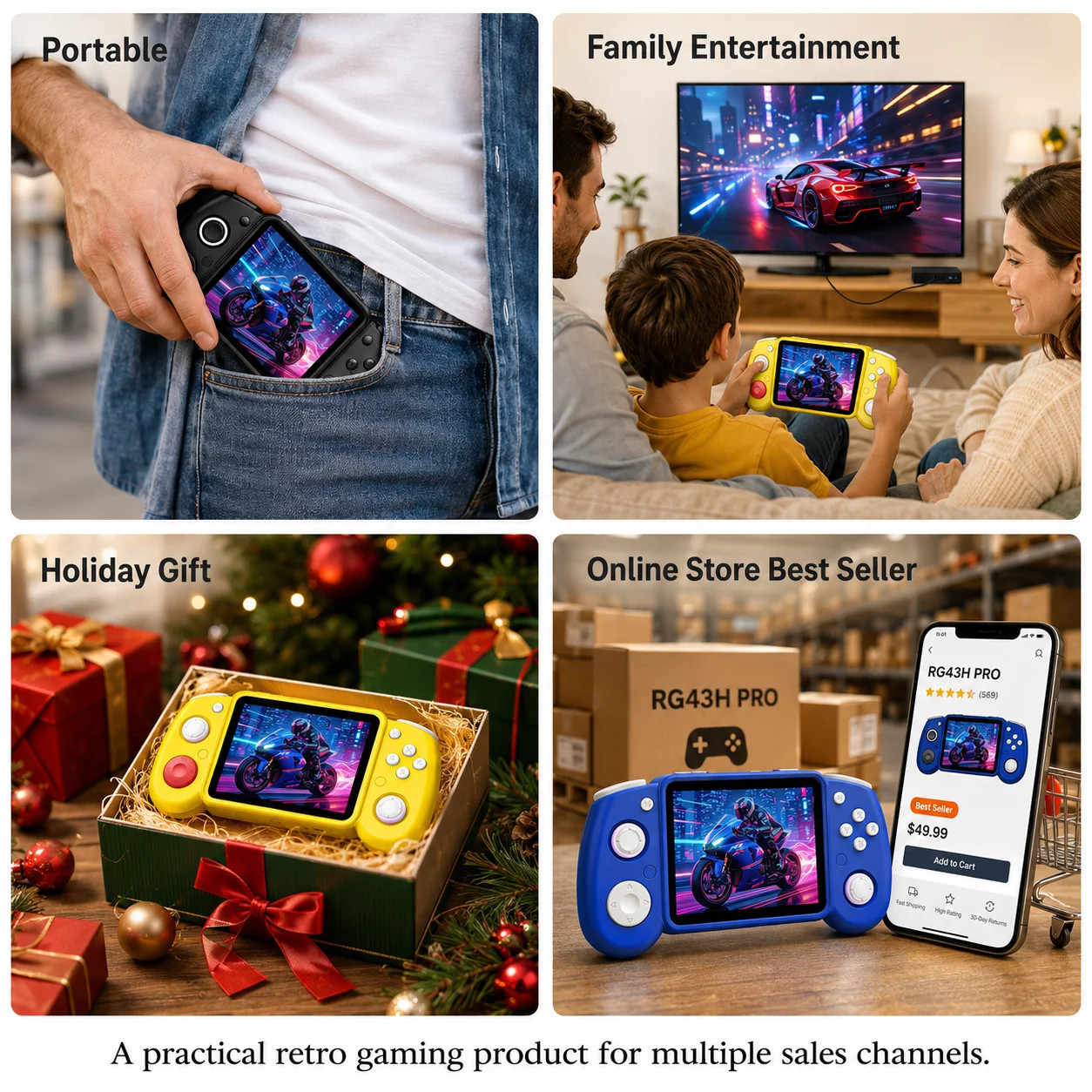 RG43H Pro Handheld Game Console RK3562 4.3 Inch Screen WiFi Retro Game Console