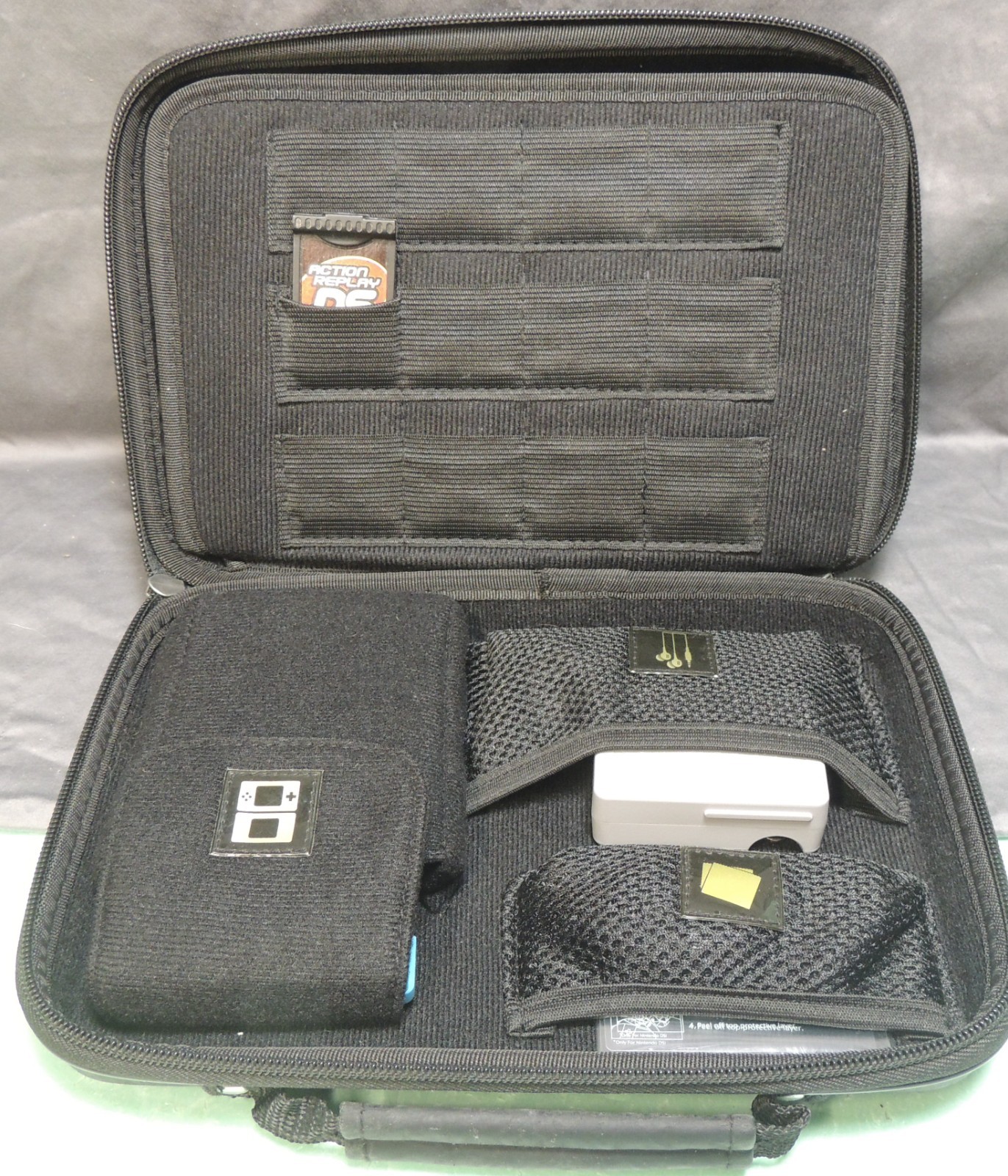 Nintendo DS Launch Edition Turquoise Blue plus Travel Case and extras Package