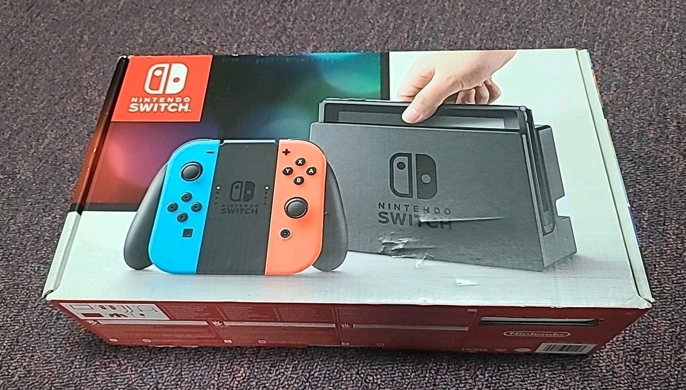 Nintendo Switch 32GB Gray Console with Neon Red and Neon Blue *Box Only*