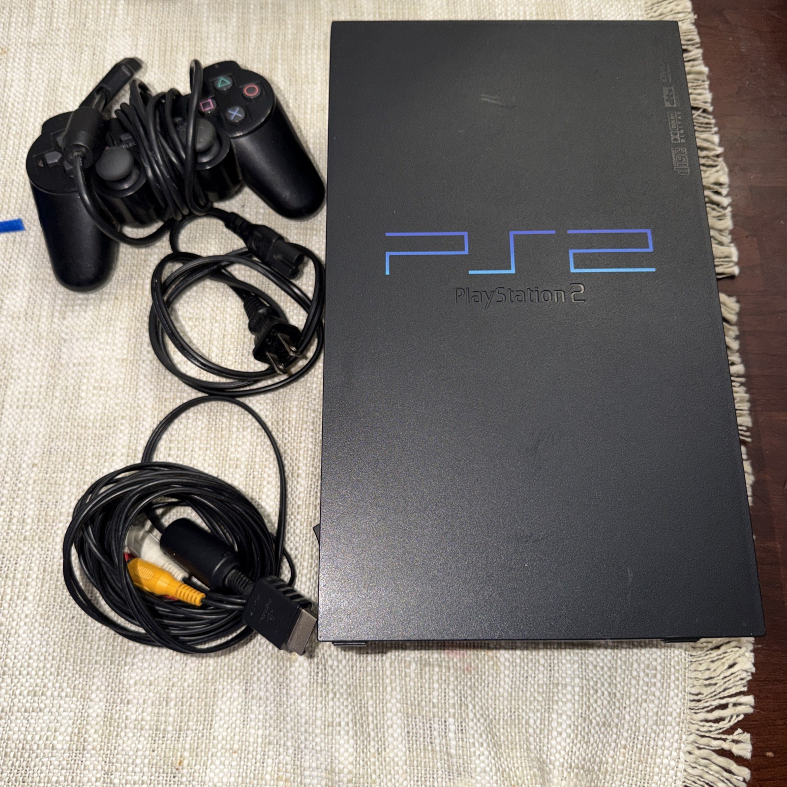 Sony PlayStation 2 Console Black Complete w DualShock 1 Controller
