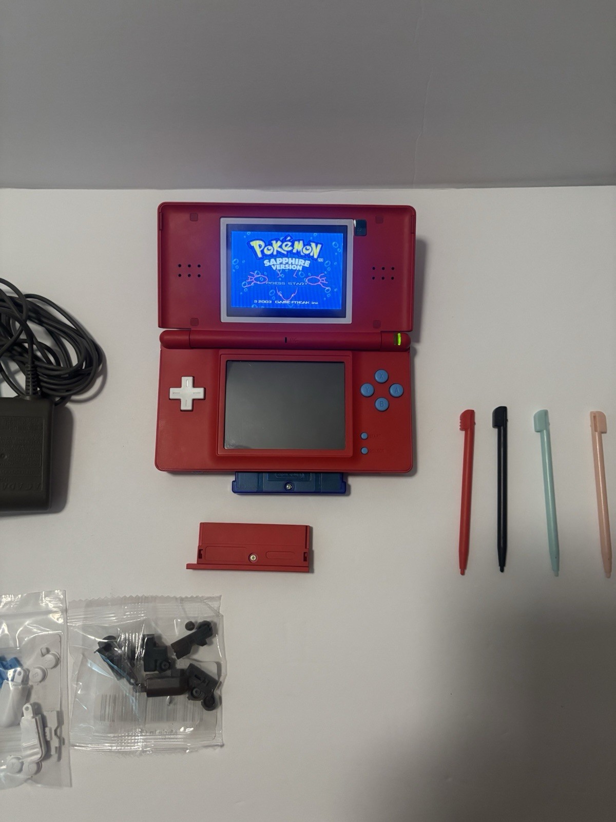 Ds Lite Pokemon Edition With Charger, Screwdrivers Buttons And Pokemon Saphire!
